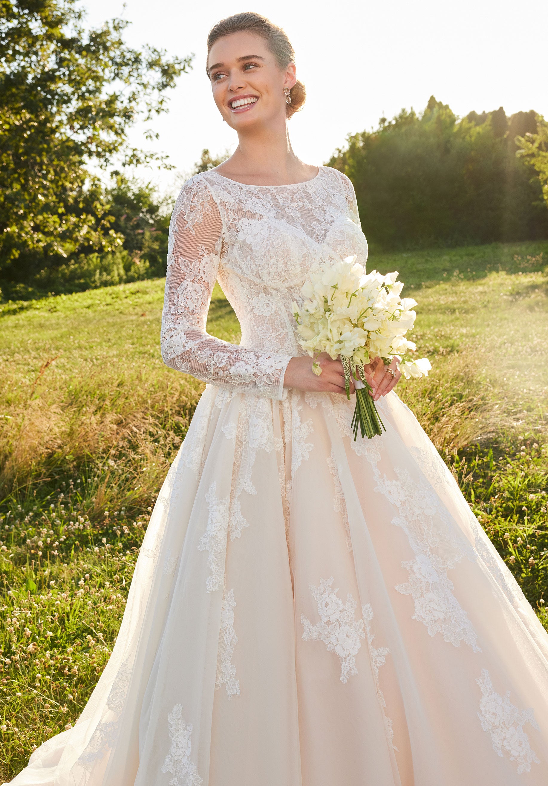 MGNY Madeline Gardner New York 2733 Long Sleeve Ball Gown Lace Wedding Dress