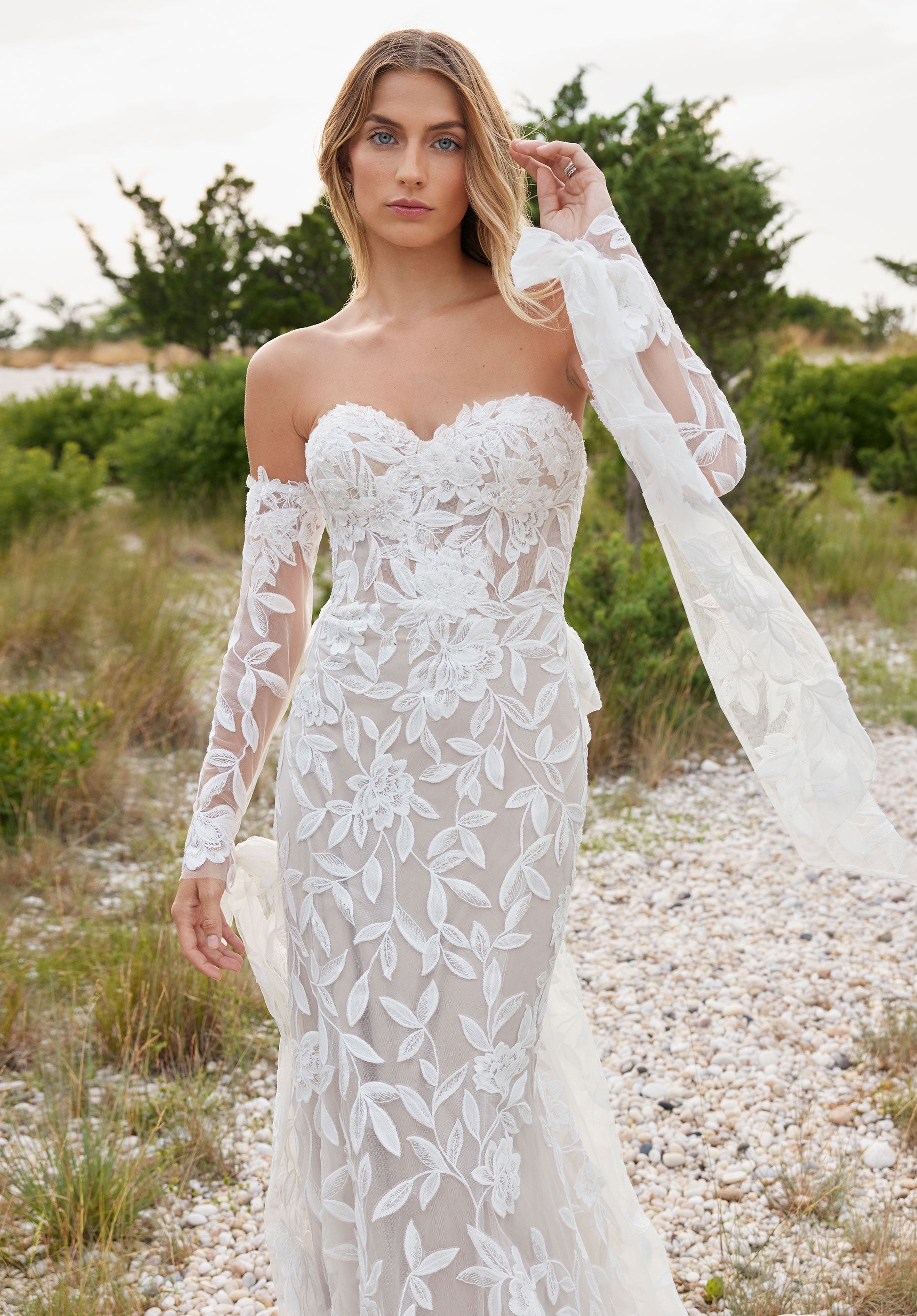 MGNY Madeline Gardner New York 2739 Simple Beaded Lace Wedding Dress The Dress Outlet MGNY Madeline Gardner New York 2739 Simple Beaded Lace Wedding Dress The Dress Outlet