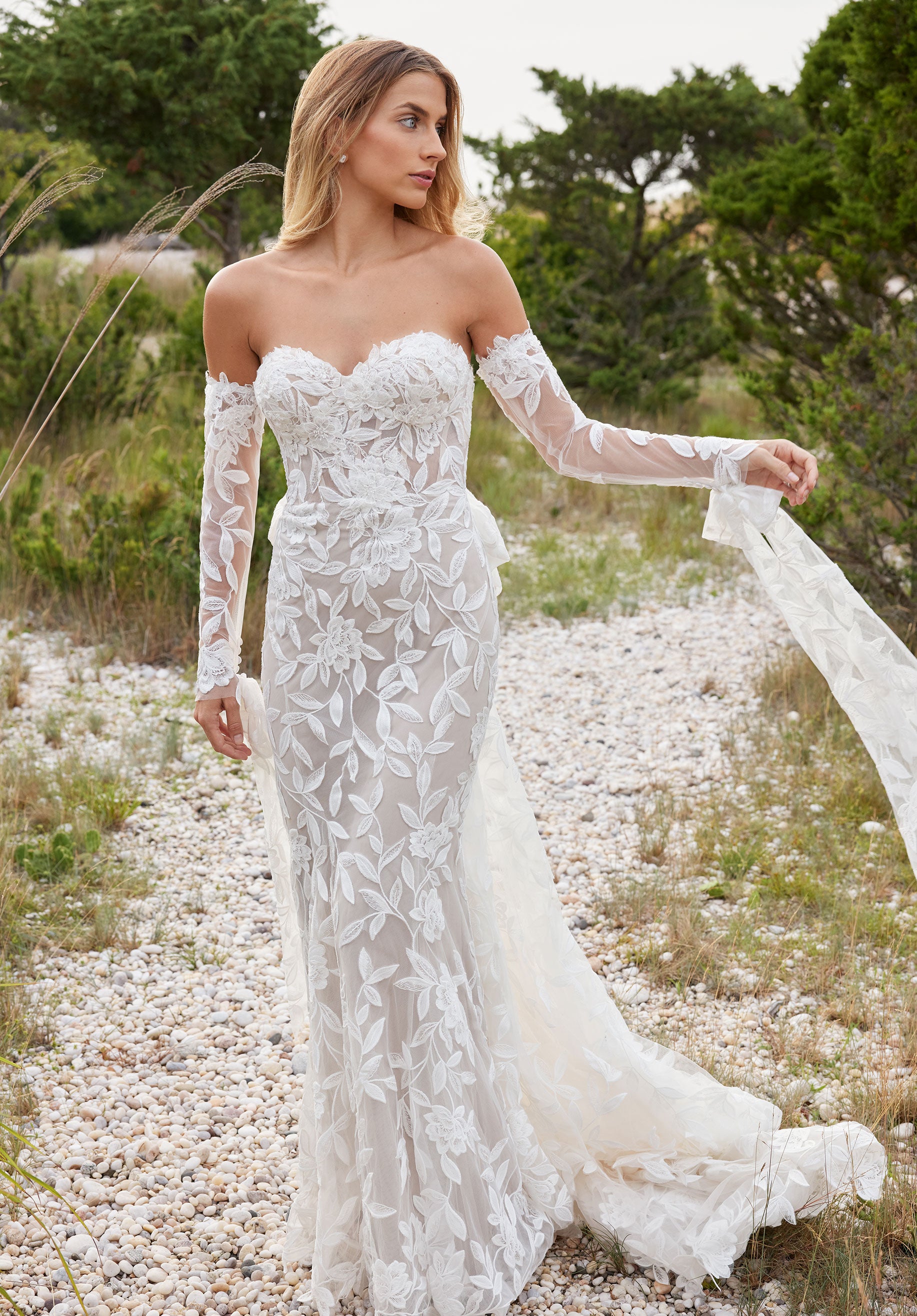 MGNY Madeline Gardner New York 2739 Simple Beaded Lace Wedding Dress The Dress Outlet MGNY Madeline Gardner New York 2739 Simple Beaded Lace Wedding Dress The Dress Outlet