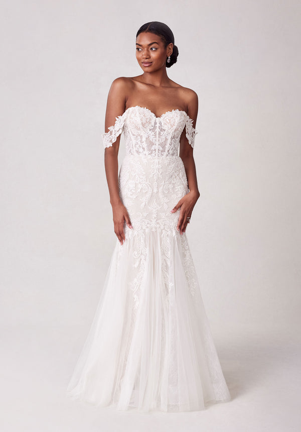 MGNY Madeline Gardner New York 2742 Mermaid Long Corset Lace Wedding Dress