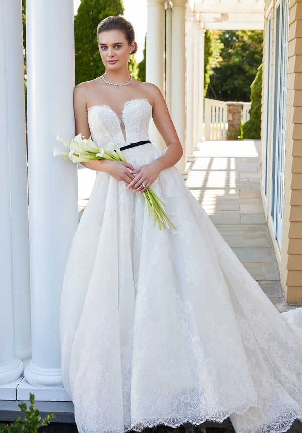 MGNY Madeline Gardner New York 2743 Lace Applique Long Ball Gown Wedding Dress