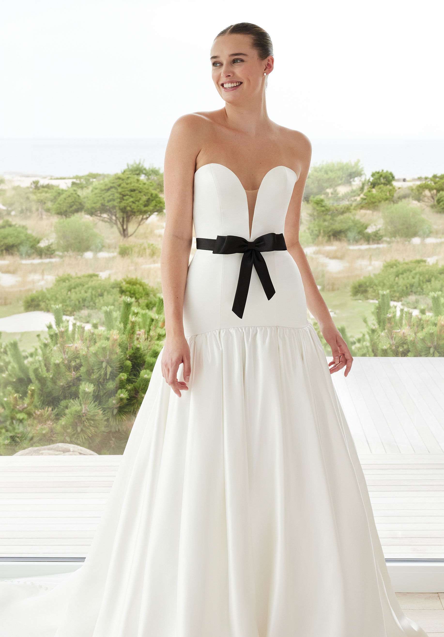 MGNY Madeline Gardner New York 2744 Long Simple Ball Gown Wedding Dress