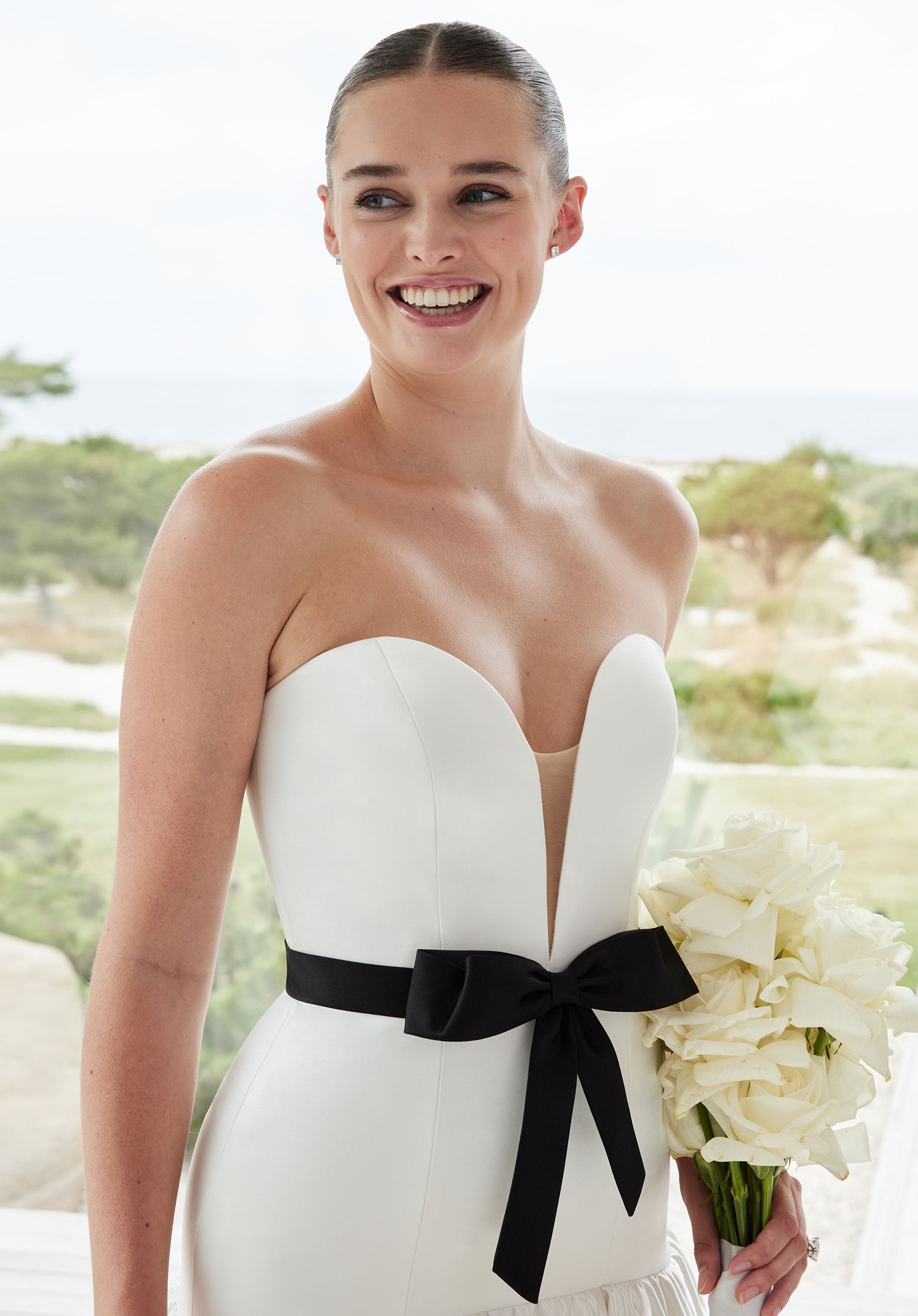 Wedding Dresses Long Simple Ball Gown Wedding Dress Ivory/Black