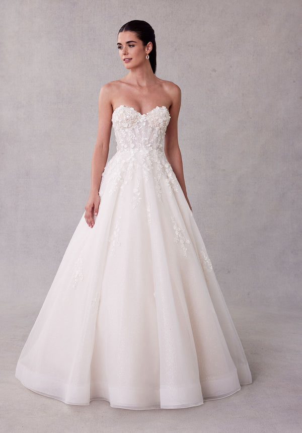 MGNY Madeline Gardner New York 2747 Long Glitter A Line Lace Wedding Dress