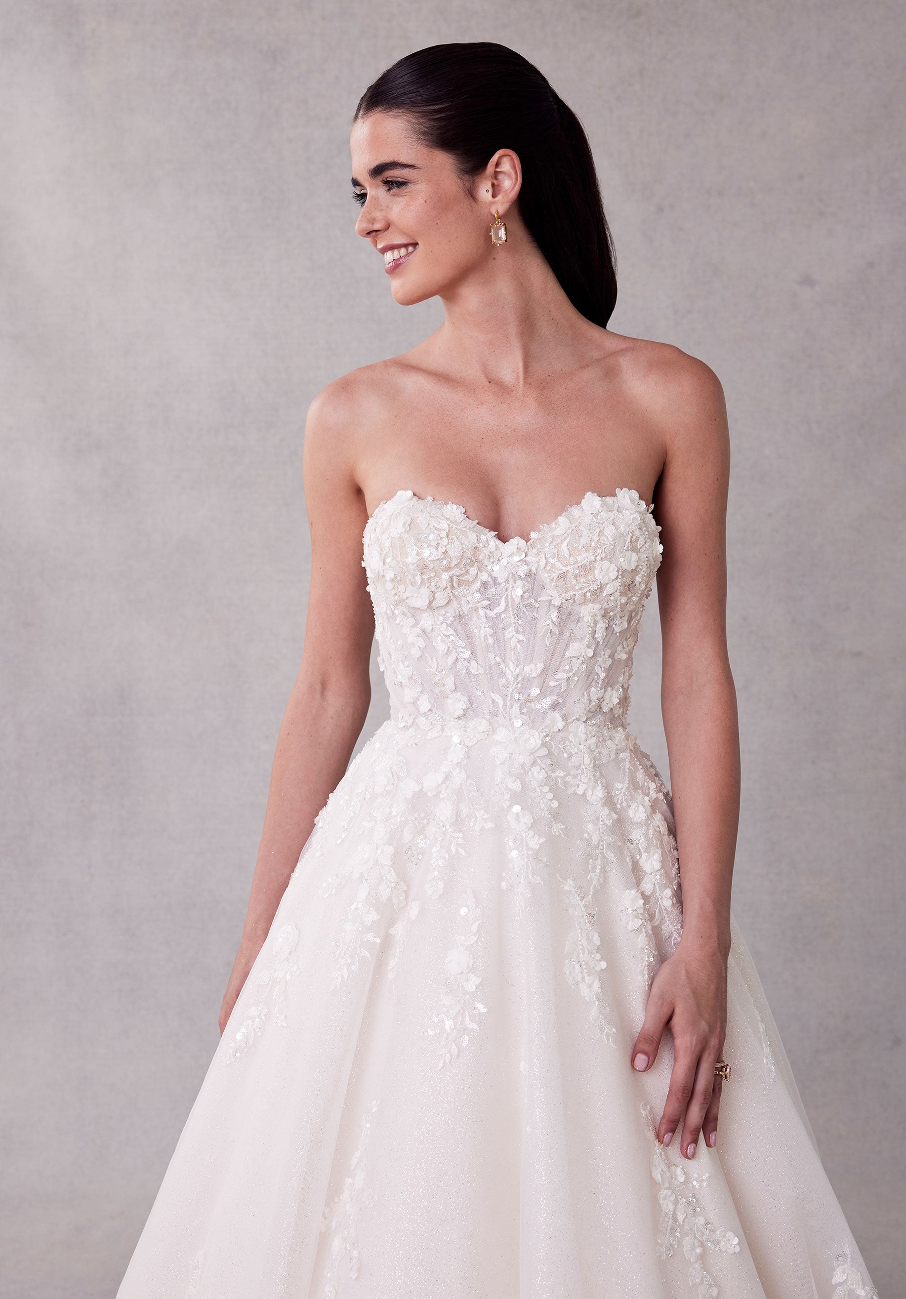 Wedding Dresses Long Glitter A Line Lace Wedding Dress Ivory/Champagne