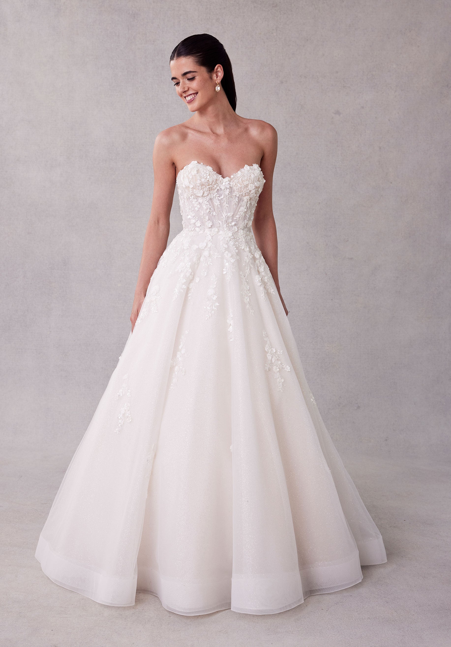 MGNY Madeline Gardner New York 2747 Long Glitter A Line Lace Wedding Dress