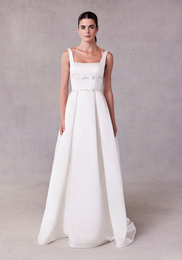MGNY Madeline Gardner New York 2749 Pleated Long A Line Wedding Dress