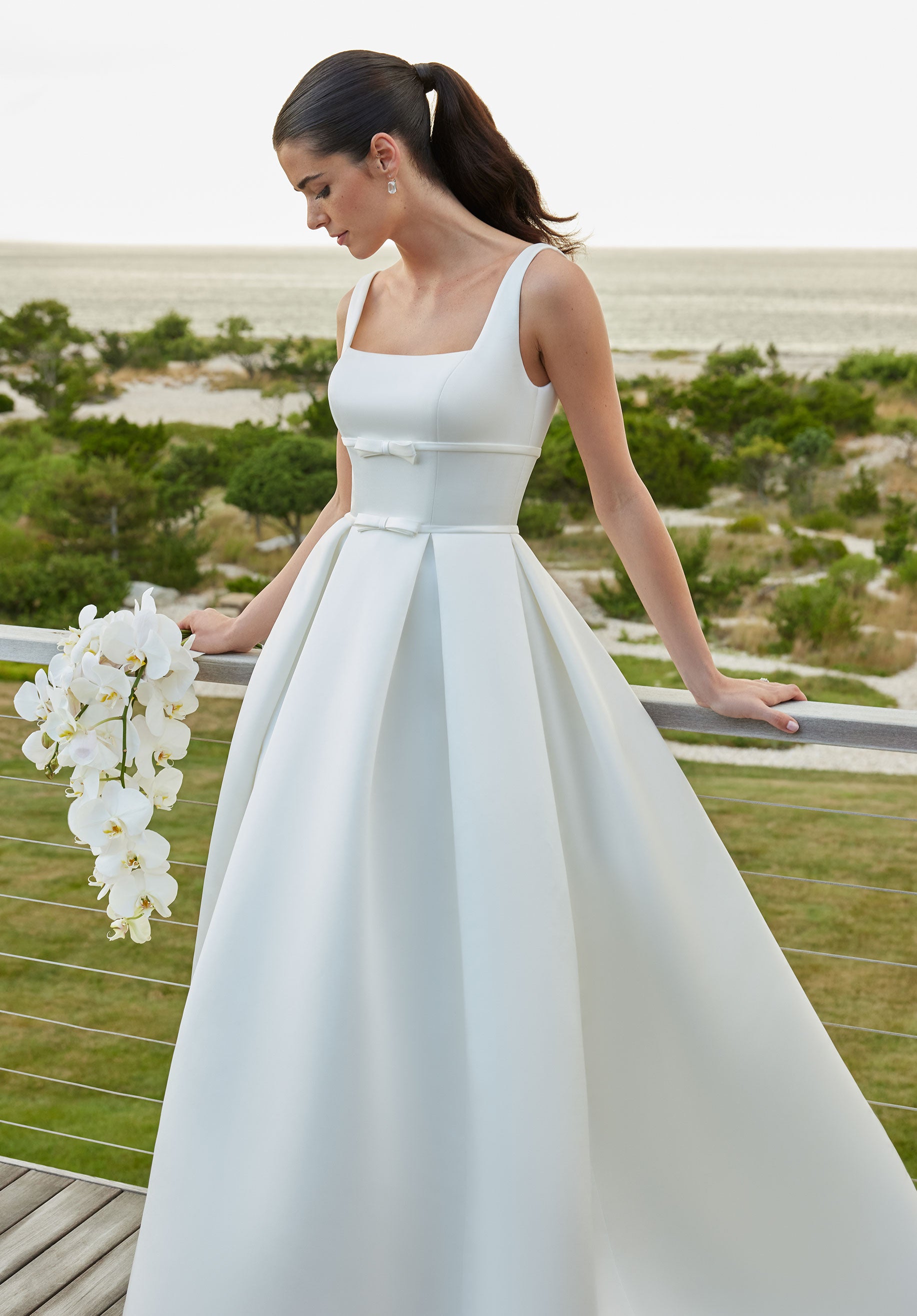 Wedding Dresses Pleated Long A Line Wedding Dress Ivory