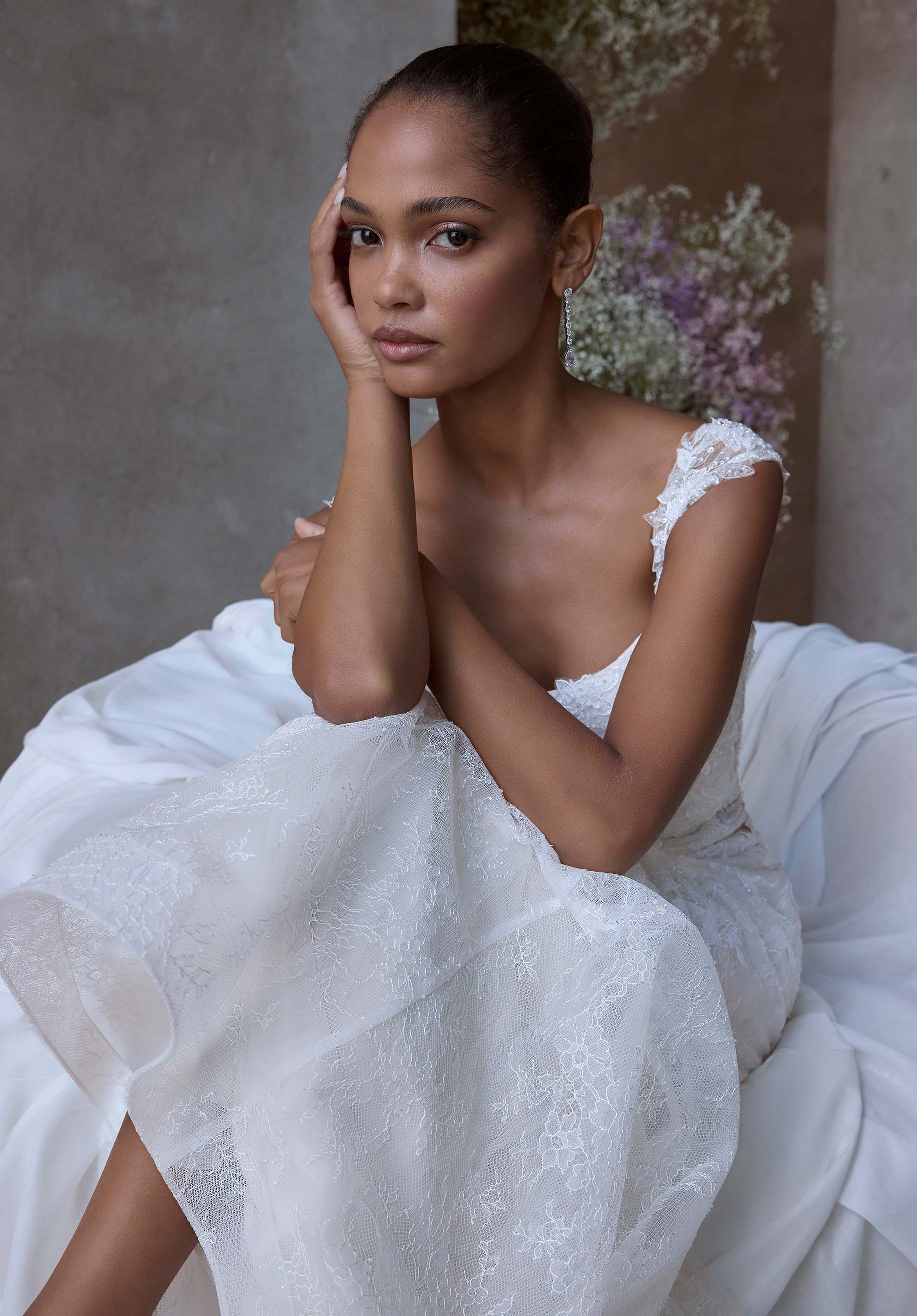 Wedding Dresses Long Wedding Bridal Fitted Dress MGNY Madeline Gardner New York 2919 Ivory/Ivory/Ivory