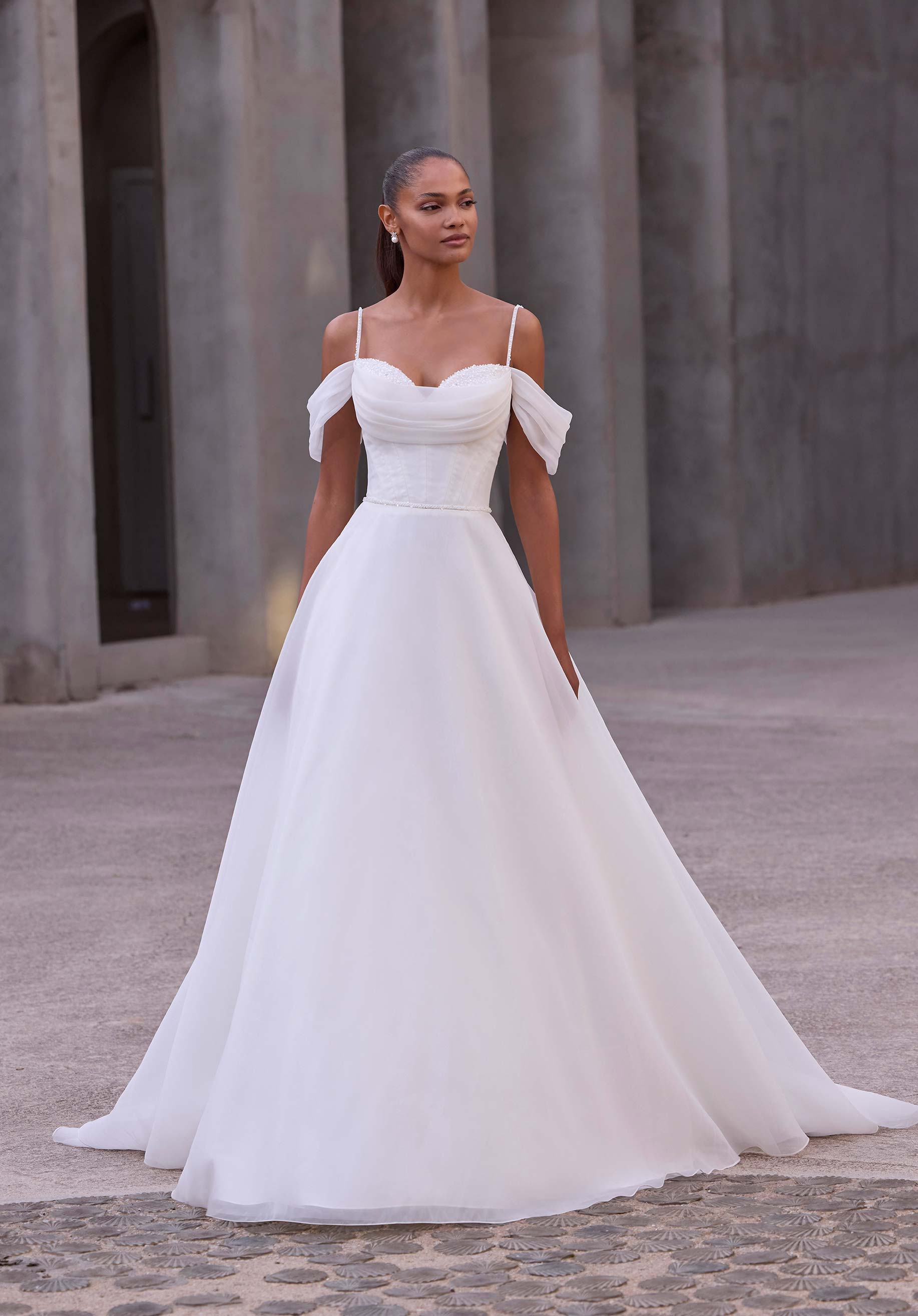 Long Wedding Bridal Corset A Line Dress MGNY Madeline Gardner New York 2923