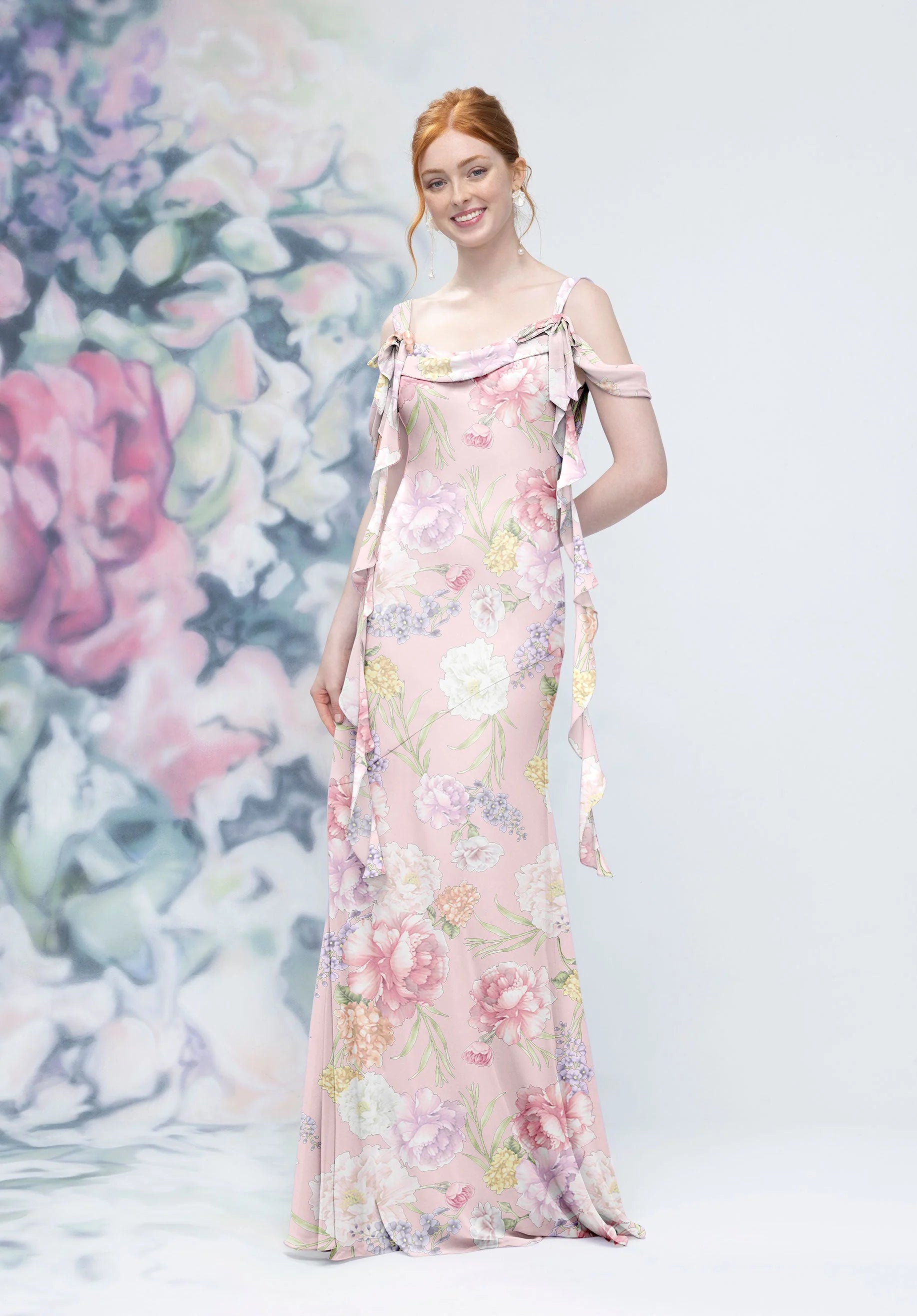 Prom Dresses Formal Long Floral Prom Dress Rose/Violet/Pink
