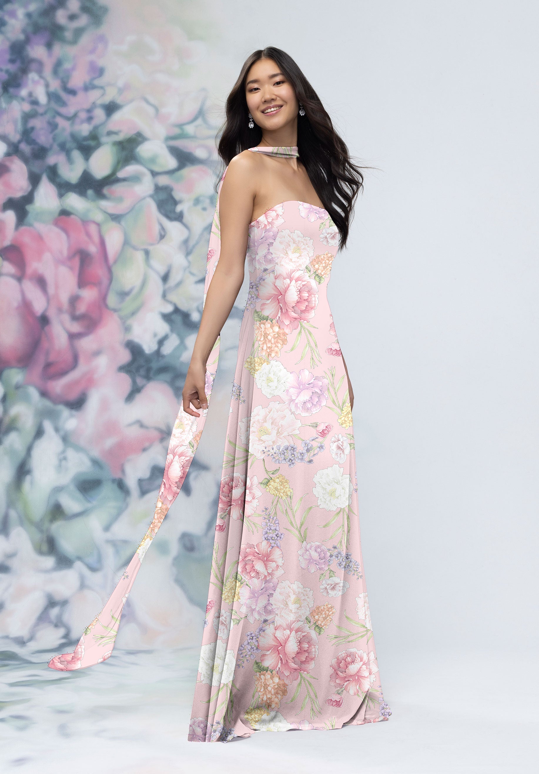 Prom Dresses Formal Long Evening Floral Dress Rose/Violet/Pink