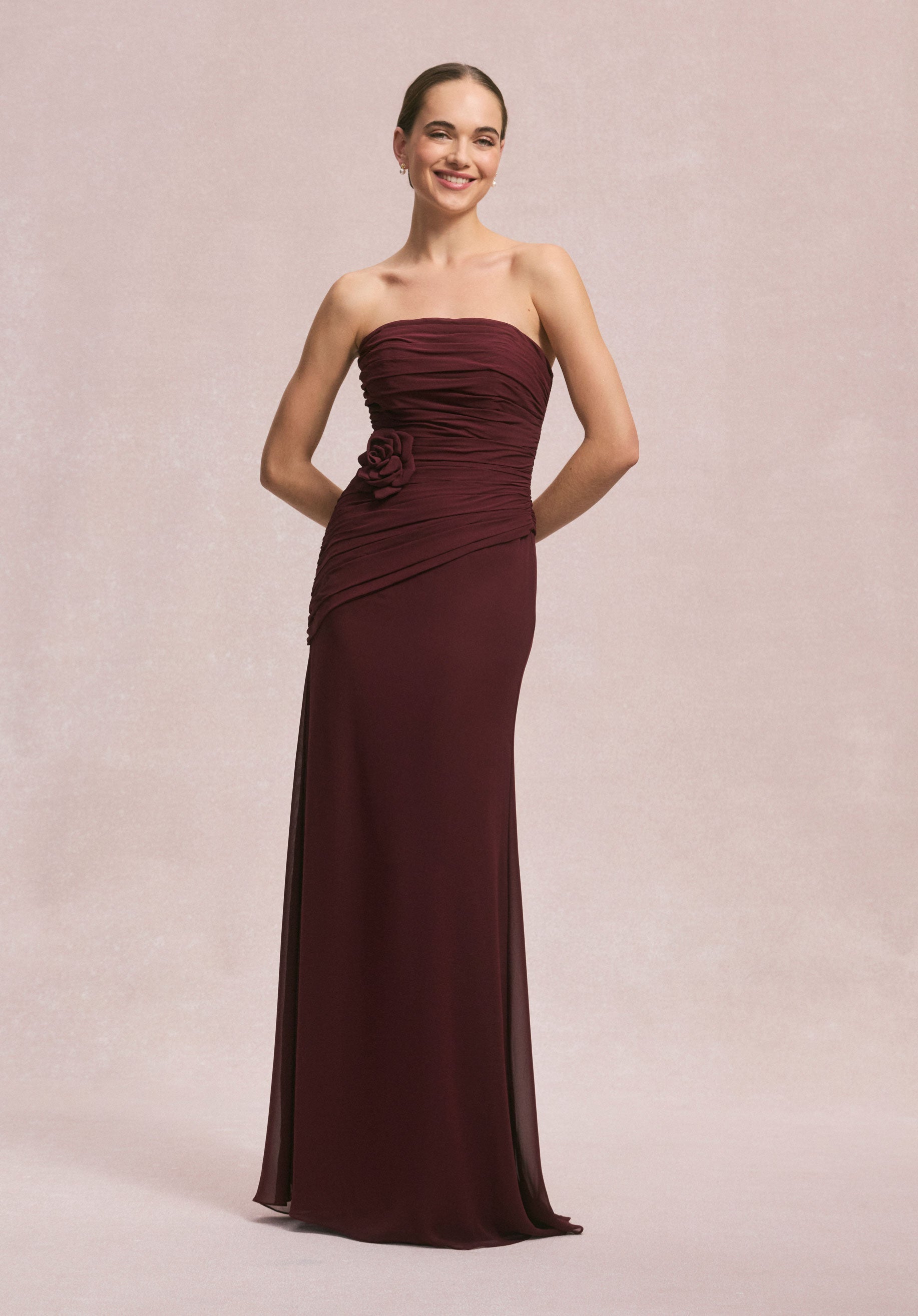 Formal Dresses Long 3D Floral Formal Dress MGNY Madeline Gardner New York 31255 Bordeaux