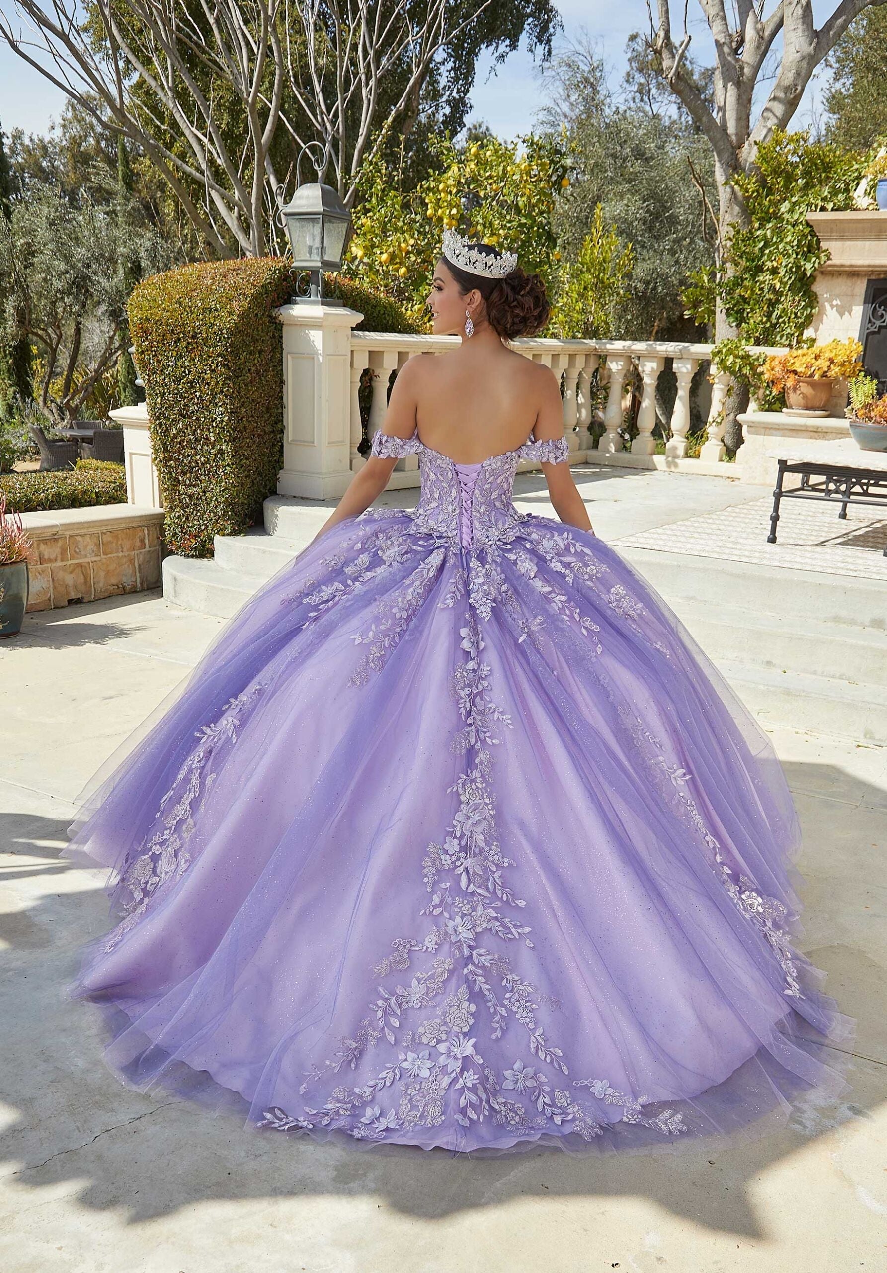 Off-the-Shoulder Floor-Length Tulle Quinceañera Ball Gown MGNY Madeline Gardner New York 34091
