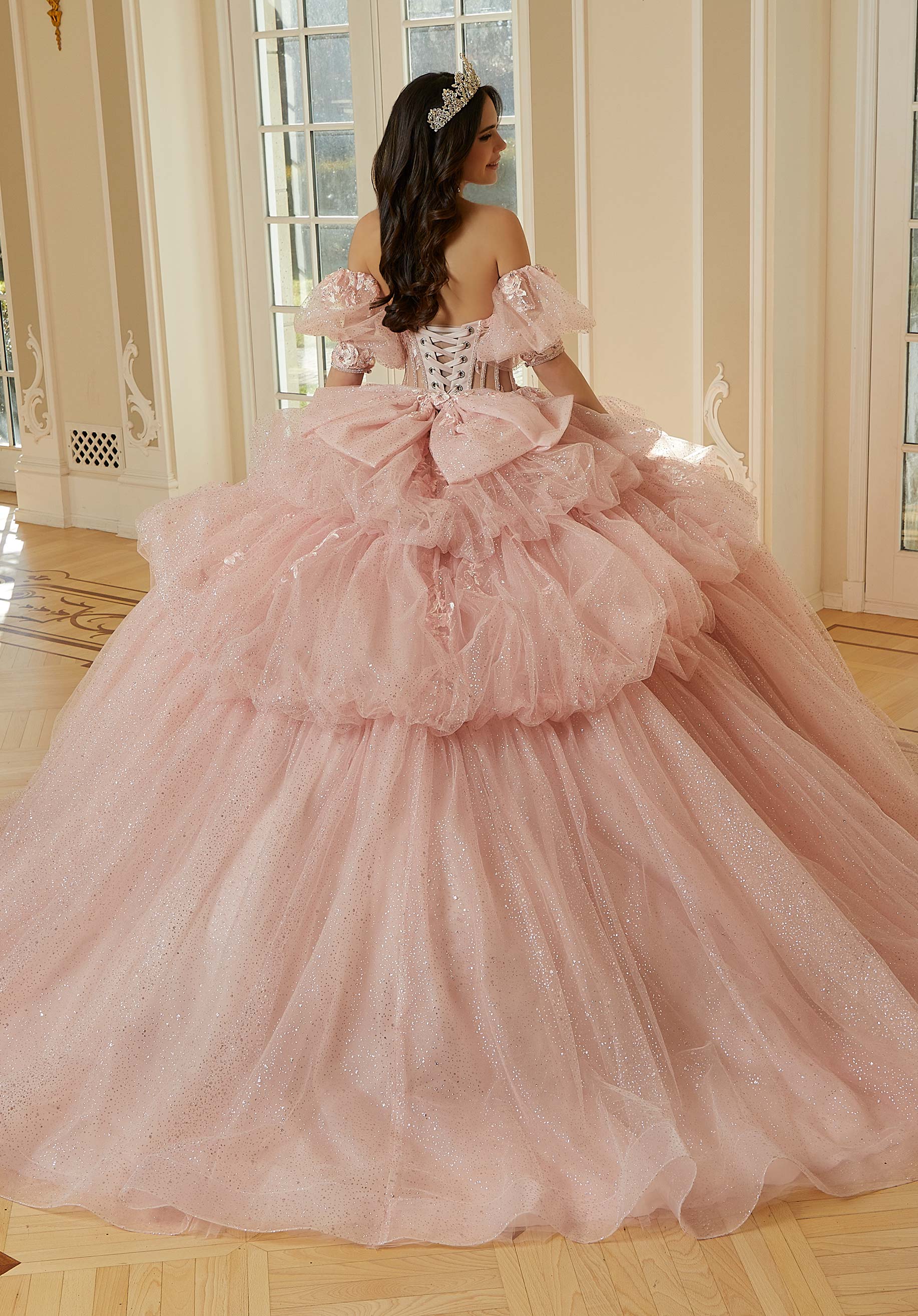 Off-the-Shoulder Floor-Length Tulle Quinceañera Ball Gown MGNY Madeline Gardner New York 34113