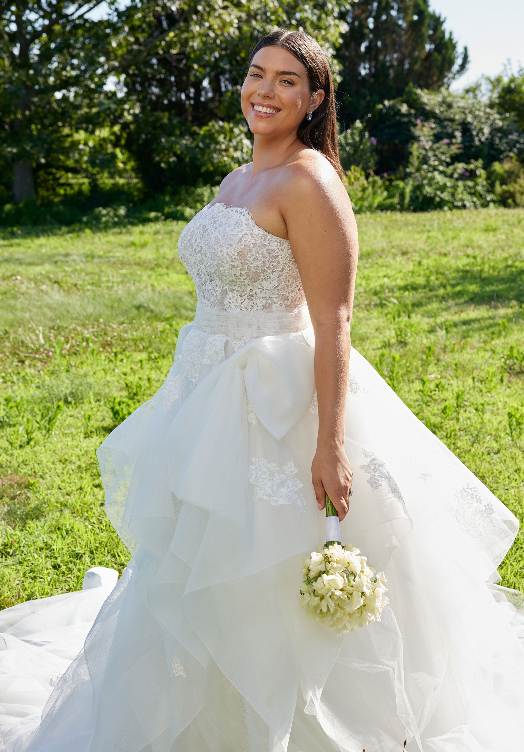 MGNY Madeline Gardner New York 3451 Plus Size Long Ball Gown Lace Wedding Dress