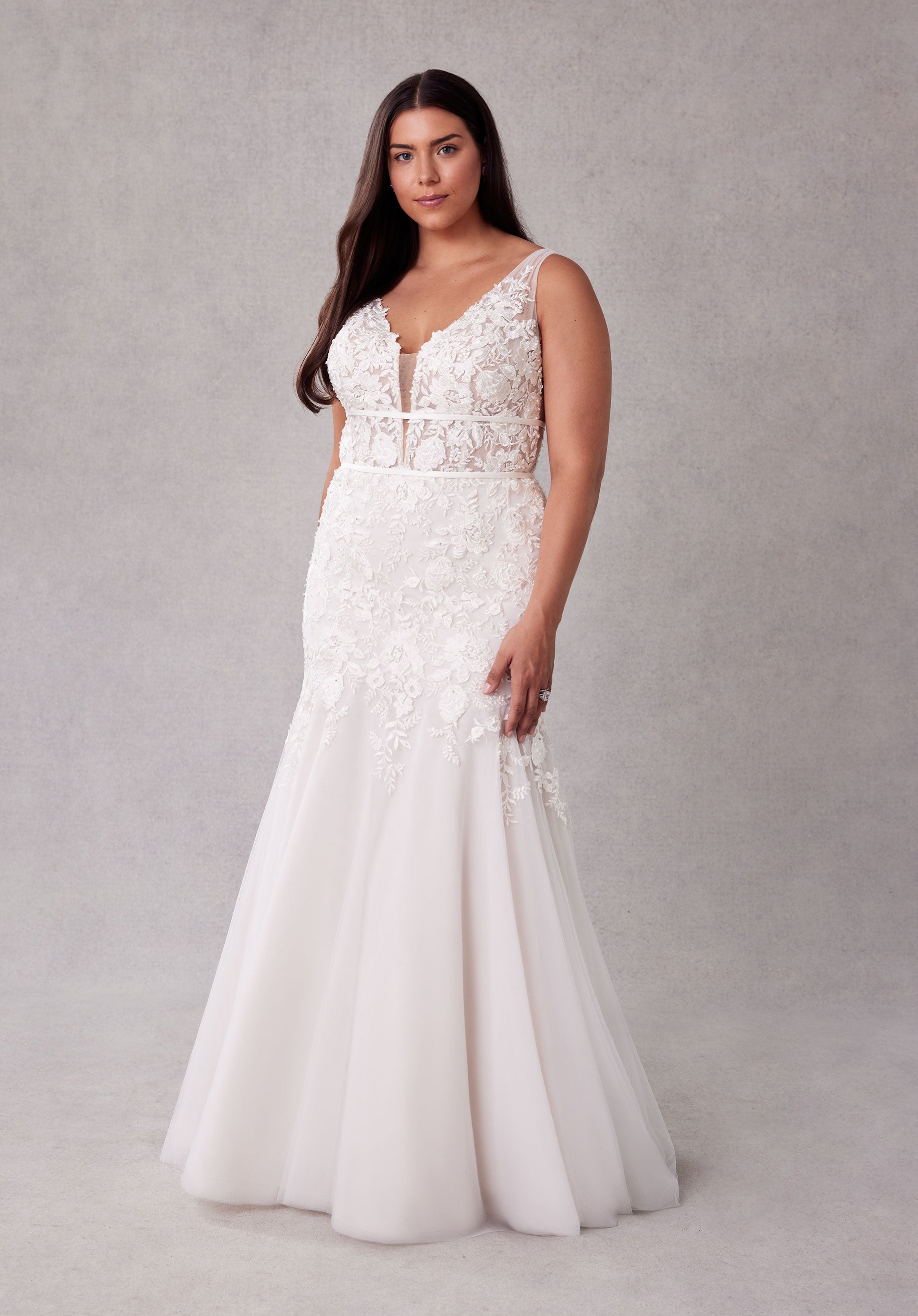 MGNY Madeline Gardner New York 3457 Long Mermaid Plus Size Wedding Dress