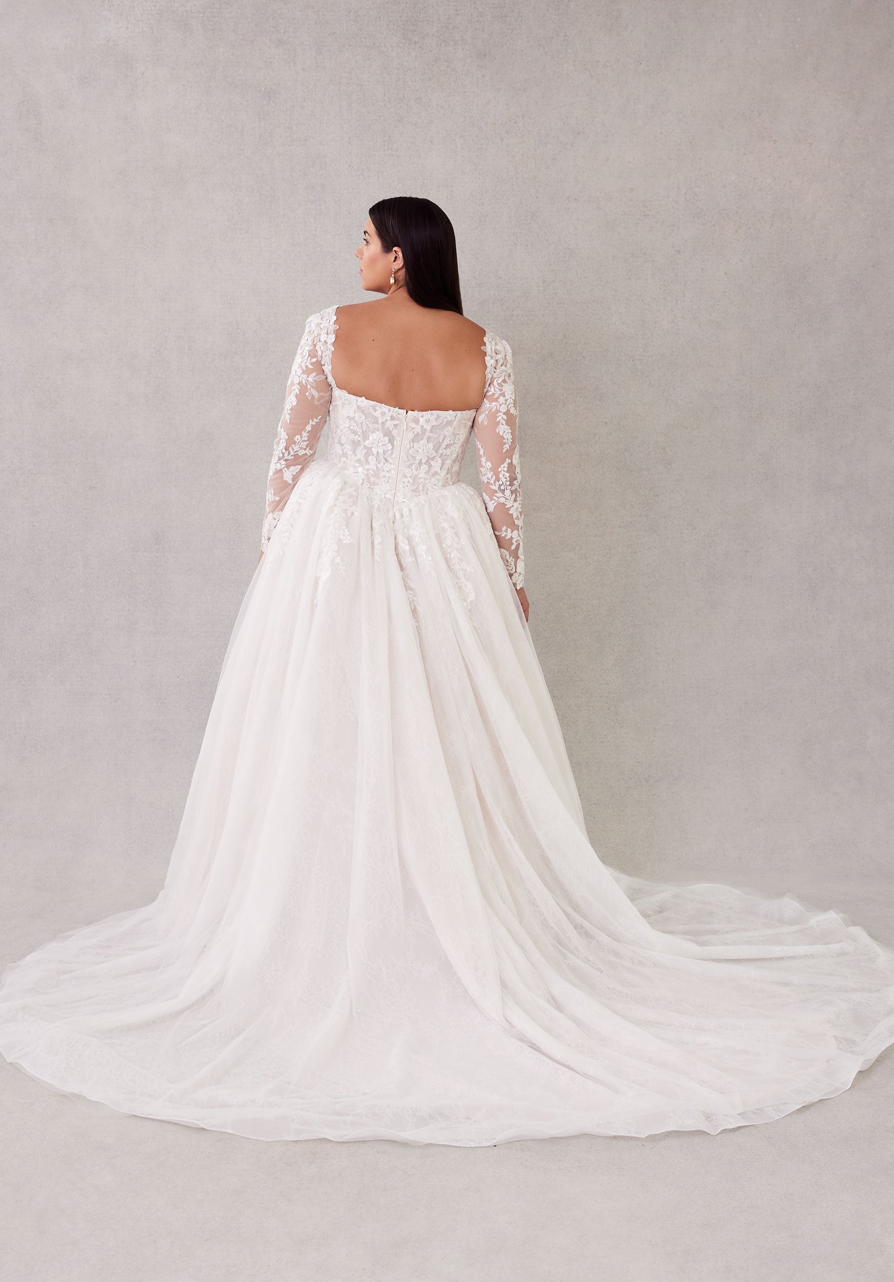 MGNY Madeline Gardner New York 3462 Long Ball Gown Plus Size Lace Wedding Dress