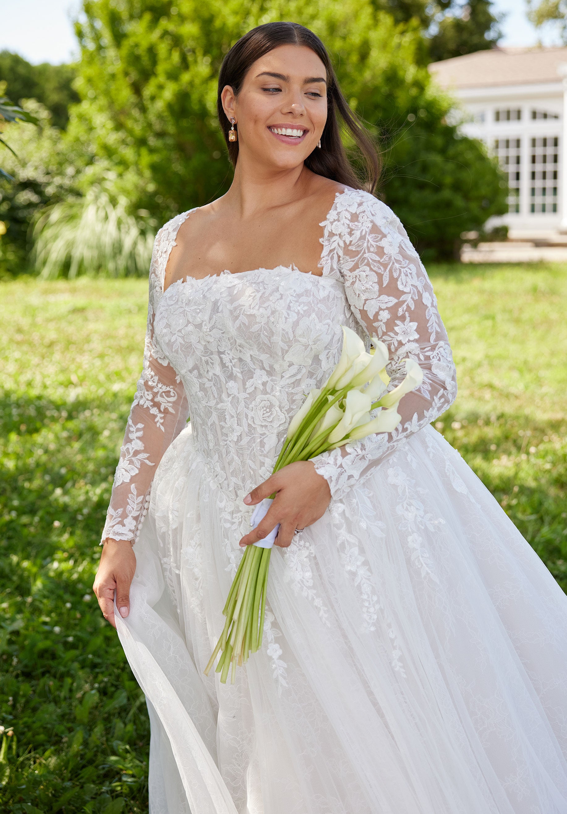 Wedding Dresses Long Ball Gown Plus Size Lace Wedding Dress Ivory/Sand/Honey