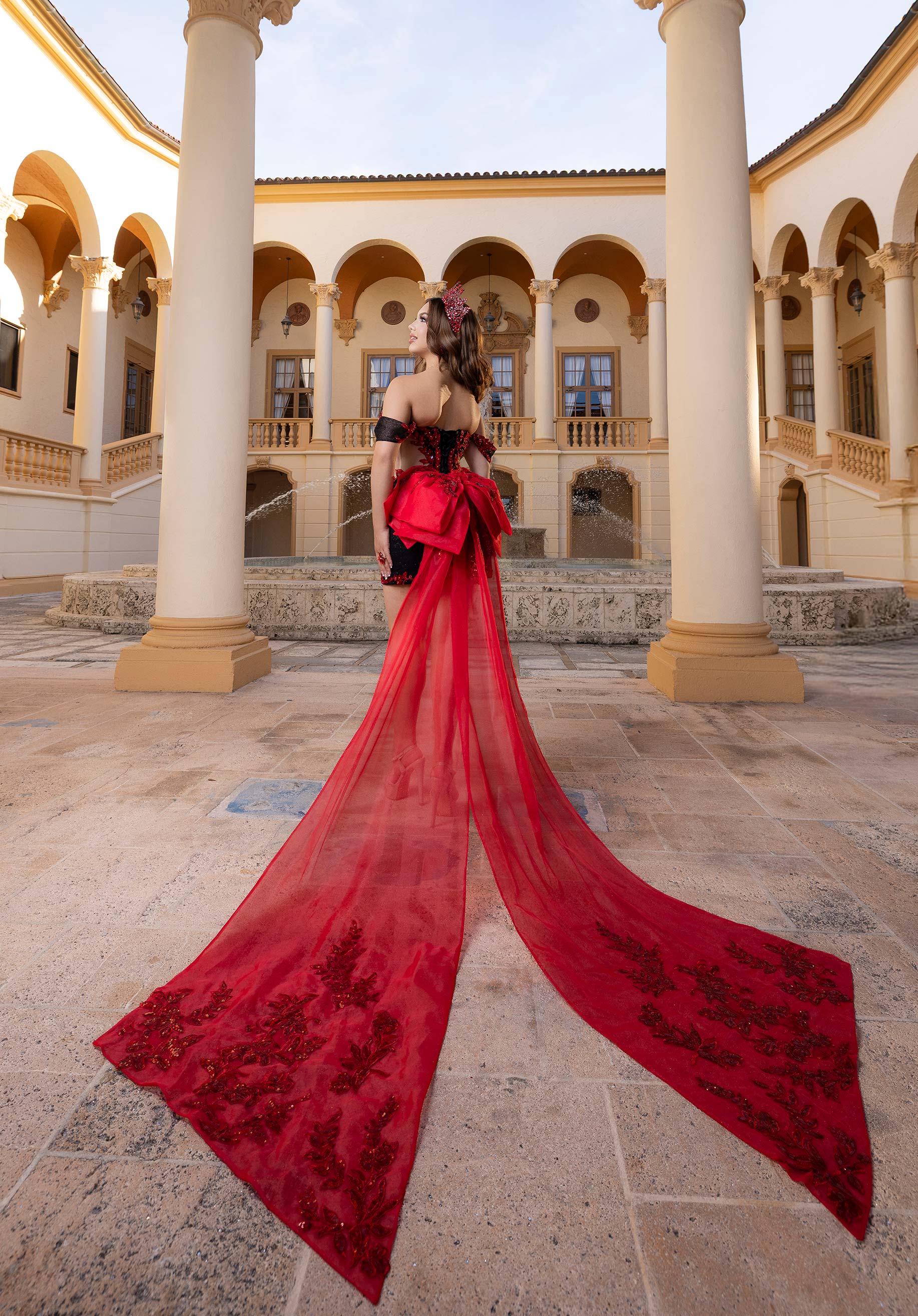 Off-the-Shoulder Floor-Length Tulle Quinceañera Ball Gown MGNY Madeline Gardner New York 4080000