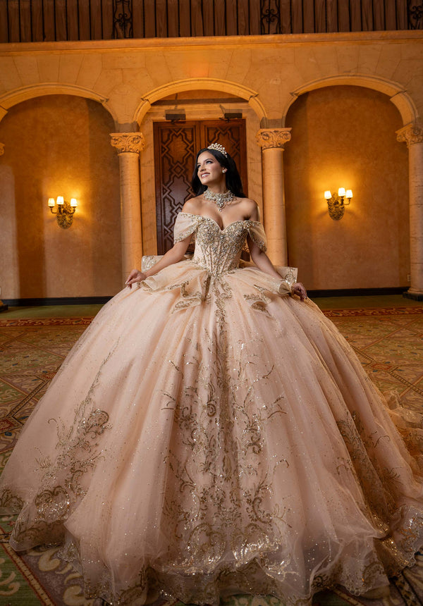 Off-the-Shoulder Floor-Length Tulle Quinceañera Ball Gown MGNY Madeline Gardner New York 4080003