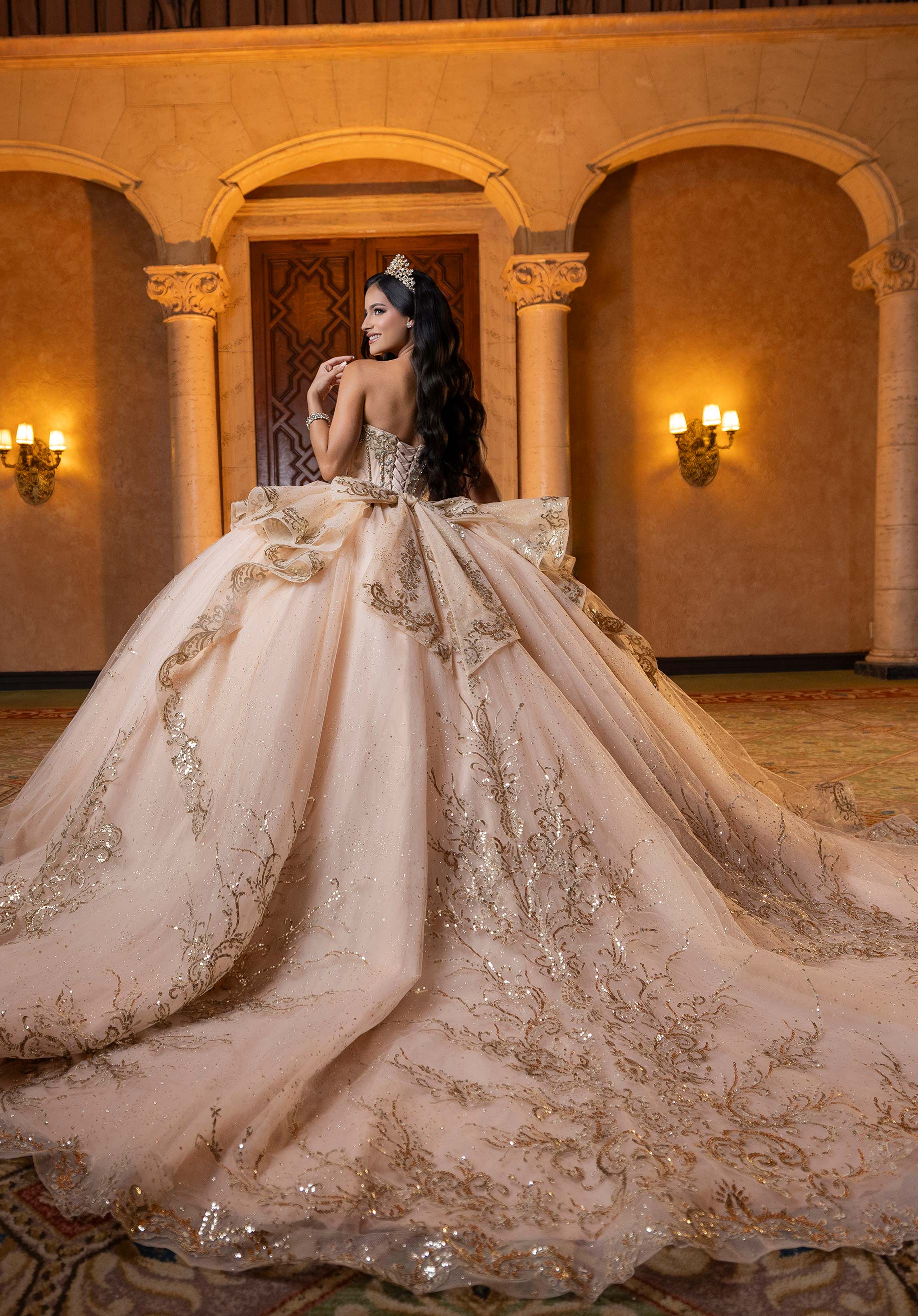Off-the-Shoulder Floor-Length Tulle Quinceañera Ball Gown MGNY Madeline Gardner New York 4080003