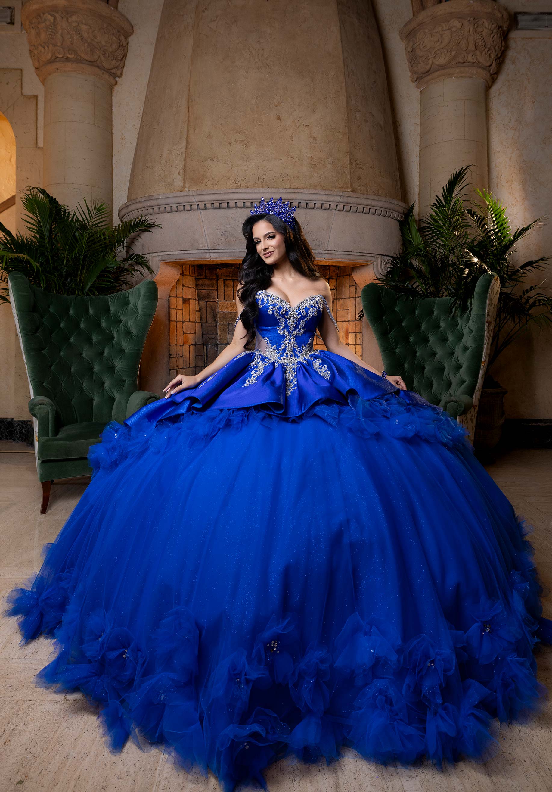 Strapless Curved Neck Floor-Length Tulle Quinceañera Ball Gown MGNY Madeline Gardner New York 4080007