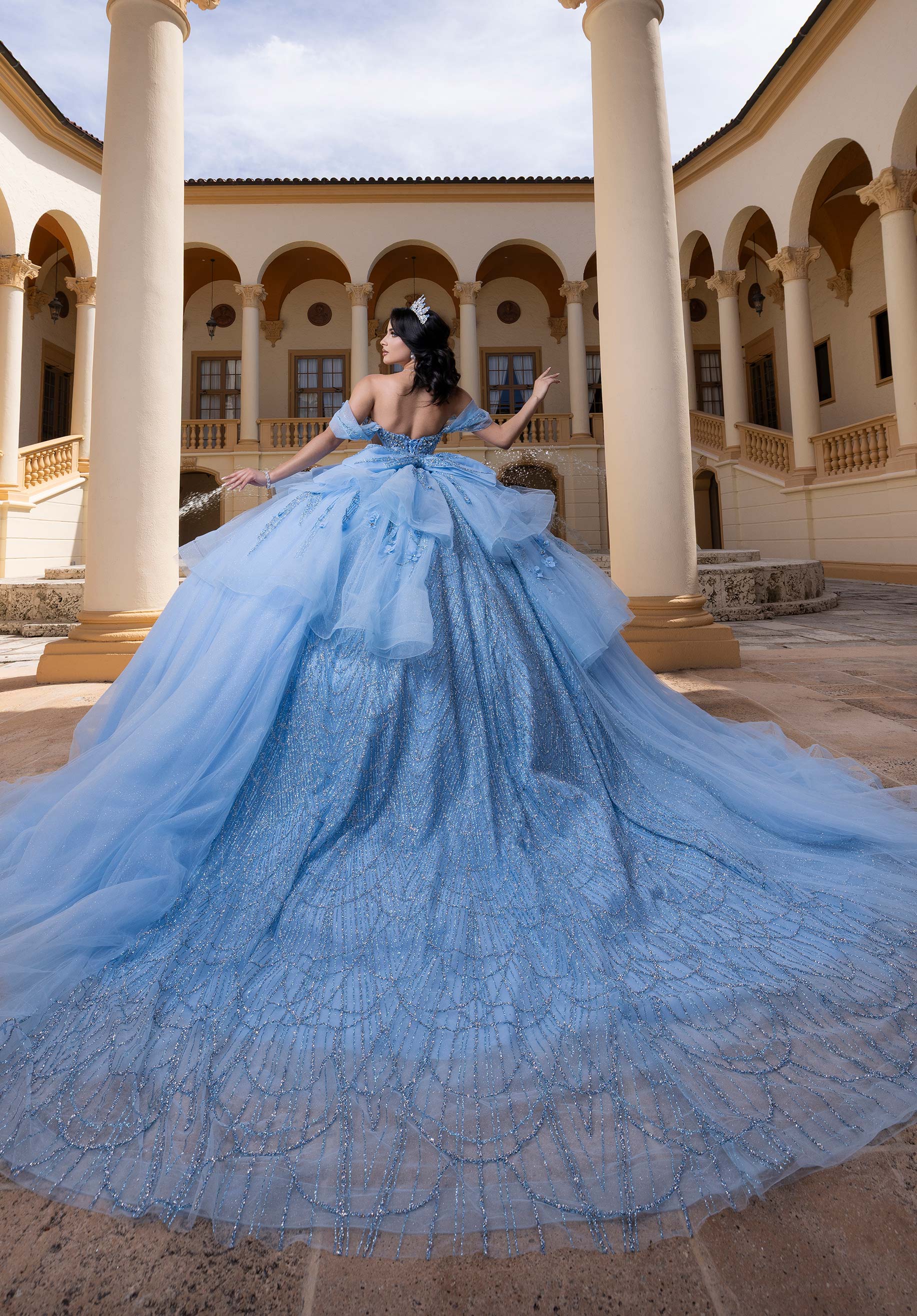 Off-the-Shoulder Floor-Length Tulle Quinceañera Ball Gown MGNY Madeline Gardner New York 4080010