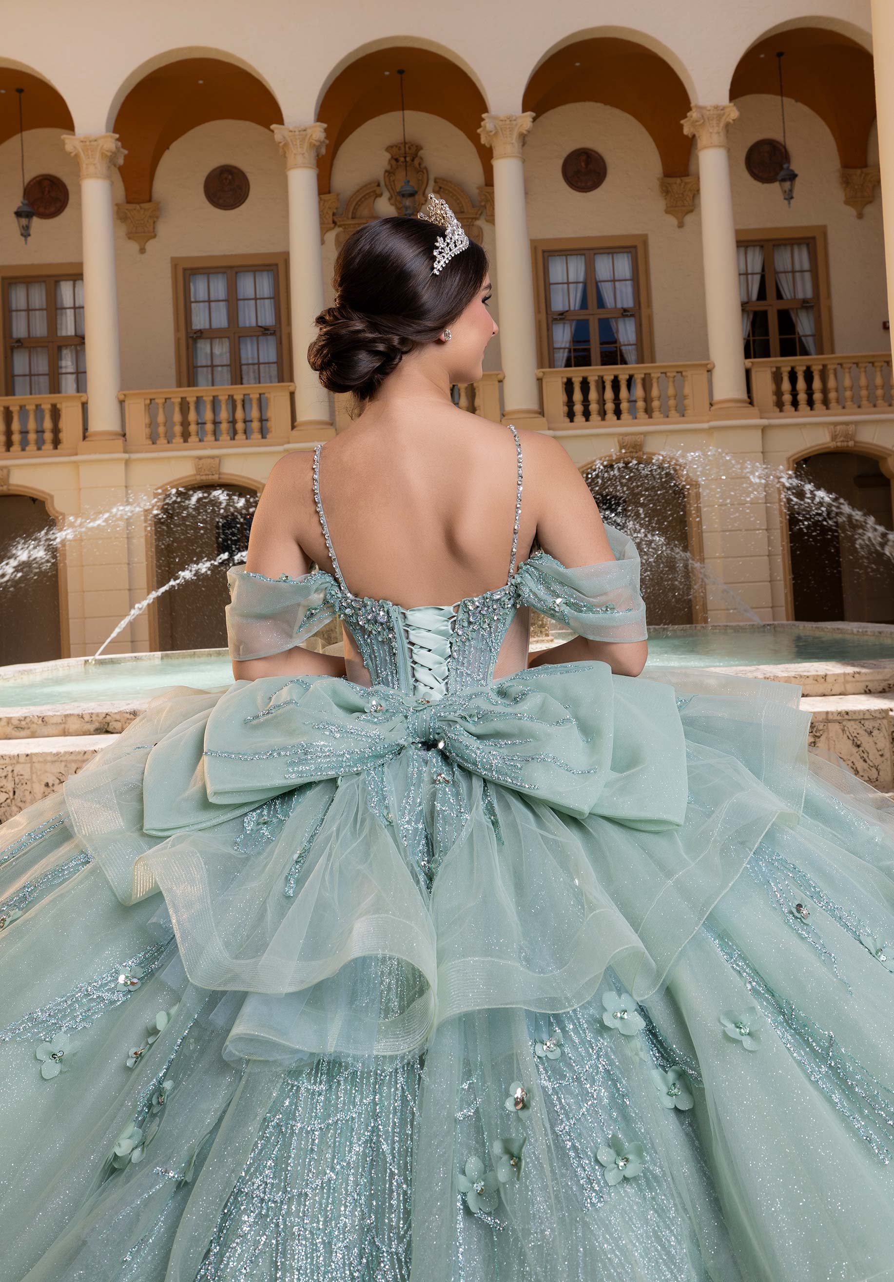 Off-the-Shoulder Floor-Length Tulle Quinceañera Ball Gown MGNY Madeline Gardner New York 4080010