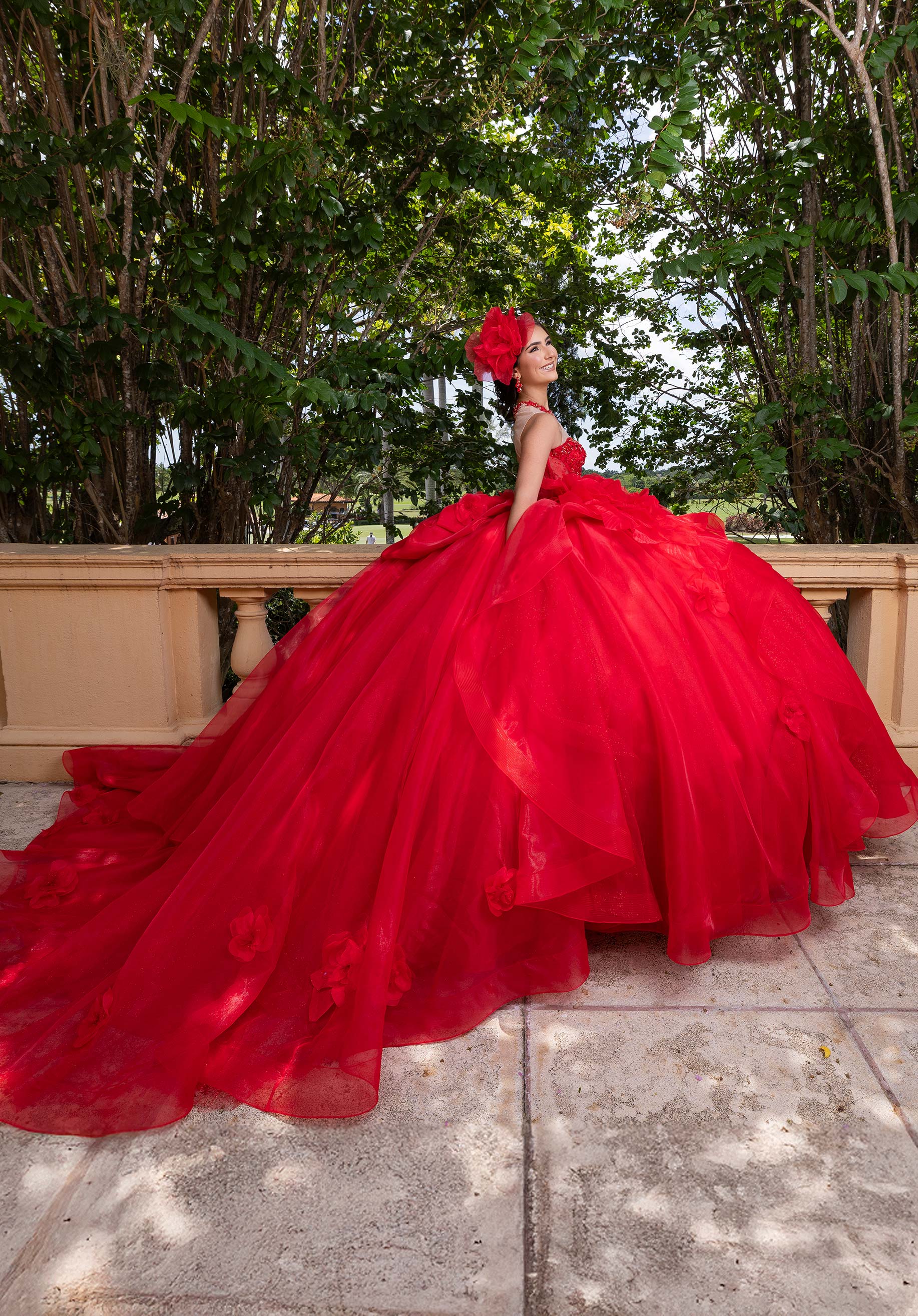 Illusion Floor-Length Tulle Quinceañera Ball Gown MGNY Madeline Gardner New York 4080012