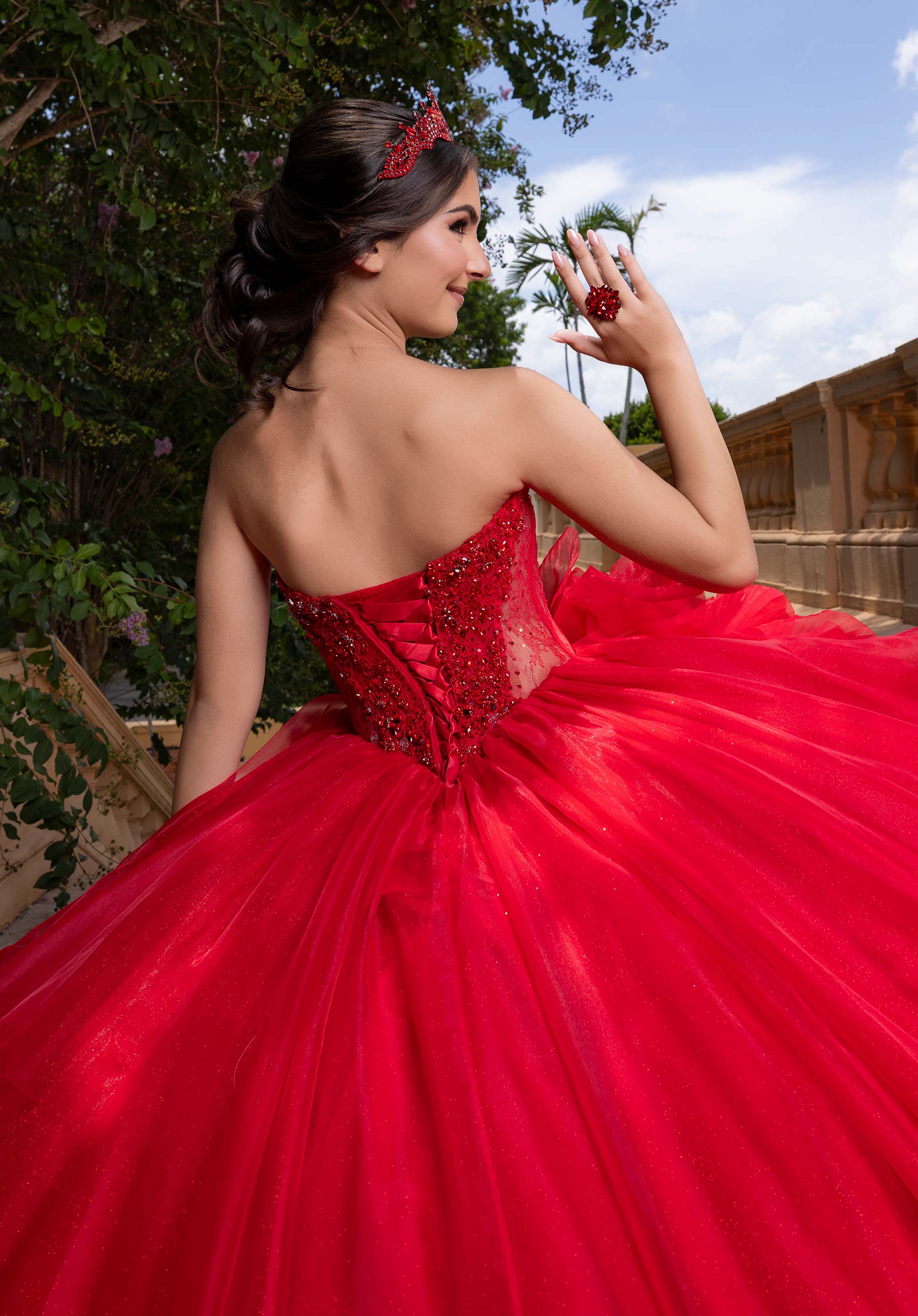 Illusion Floor-Length Tulle Quinceañera Ball Gown MGNY Madeline Gardner New York 4080012