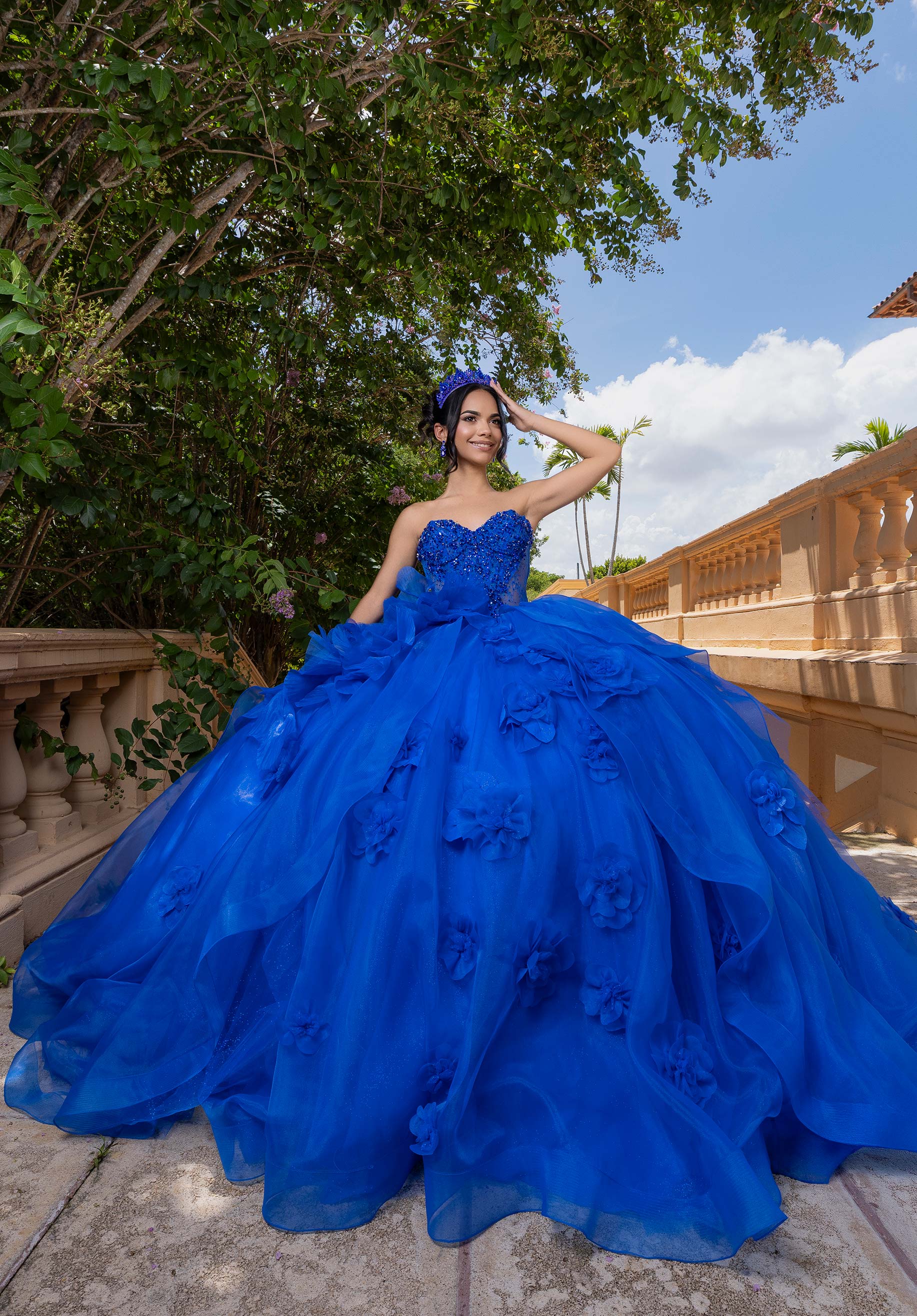 Illusion Floor-Length Tulle Quinceañera Ball Gown MGNY Madeline Gardner New York 4080012