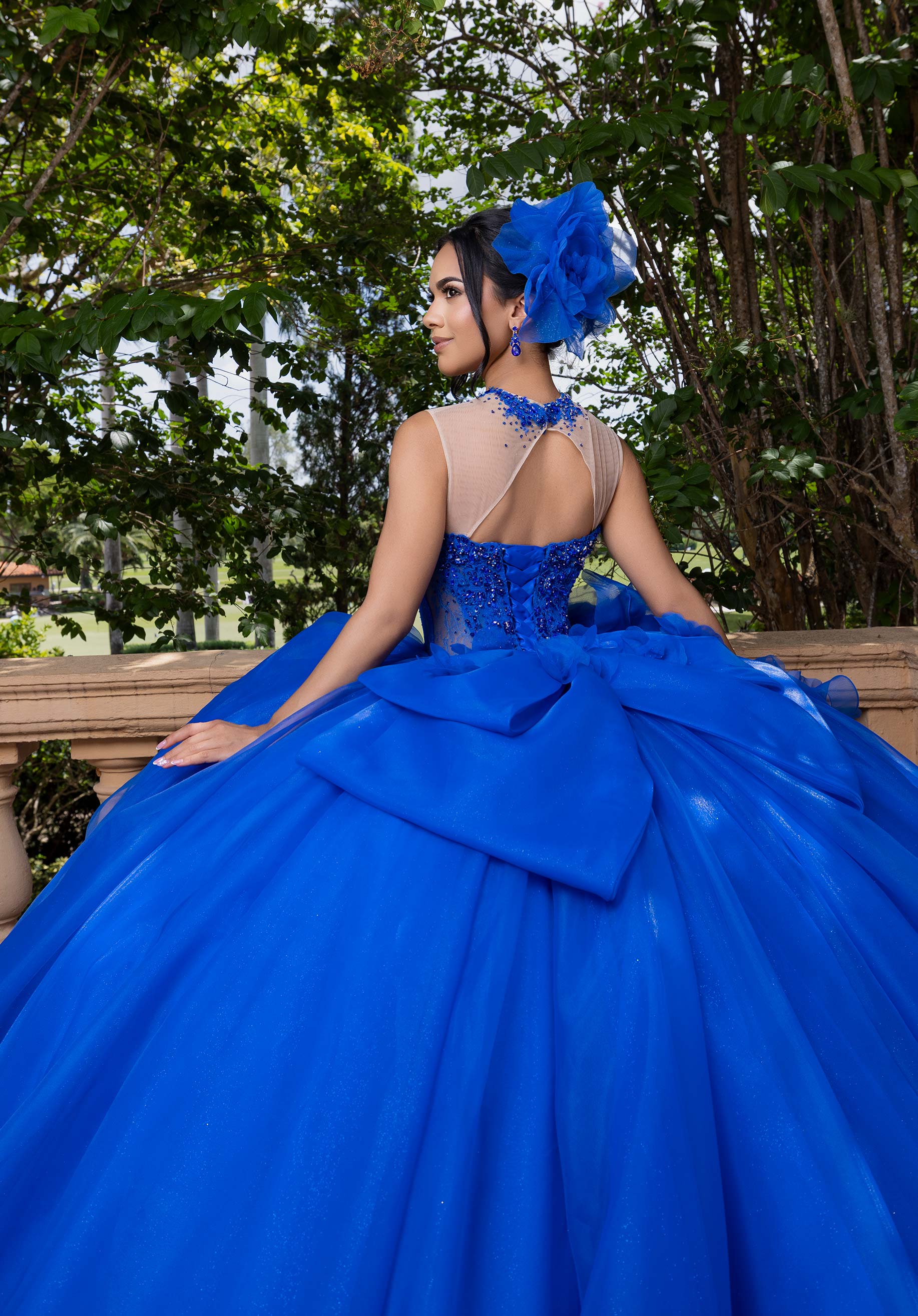Illusion Floor-Length Tulle Quinceañera Ball Gown MGNY Madeline Gardner New York 4080012
