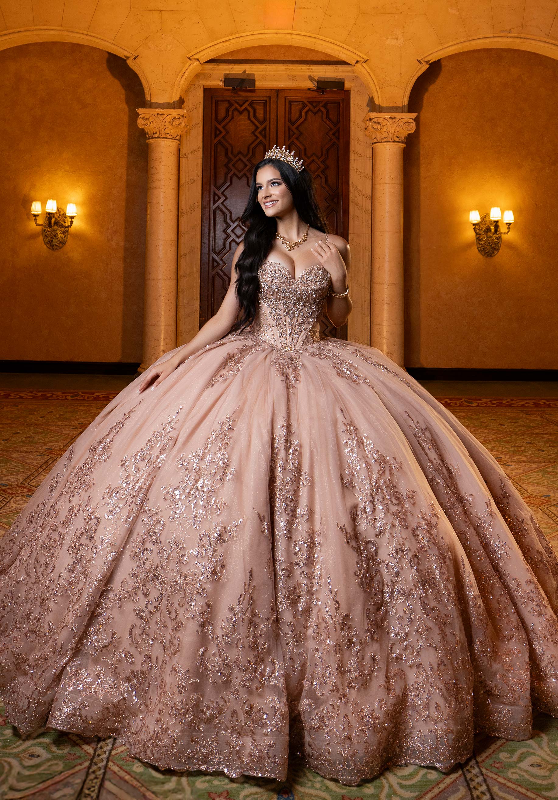 Sweetheart Floor-Length Tulle Quinceañera Ball Gown MGNY 4080013