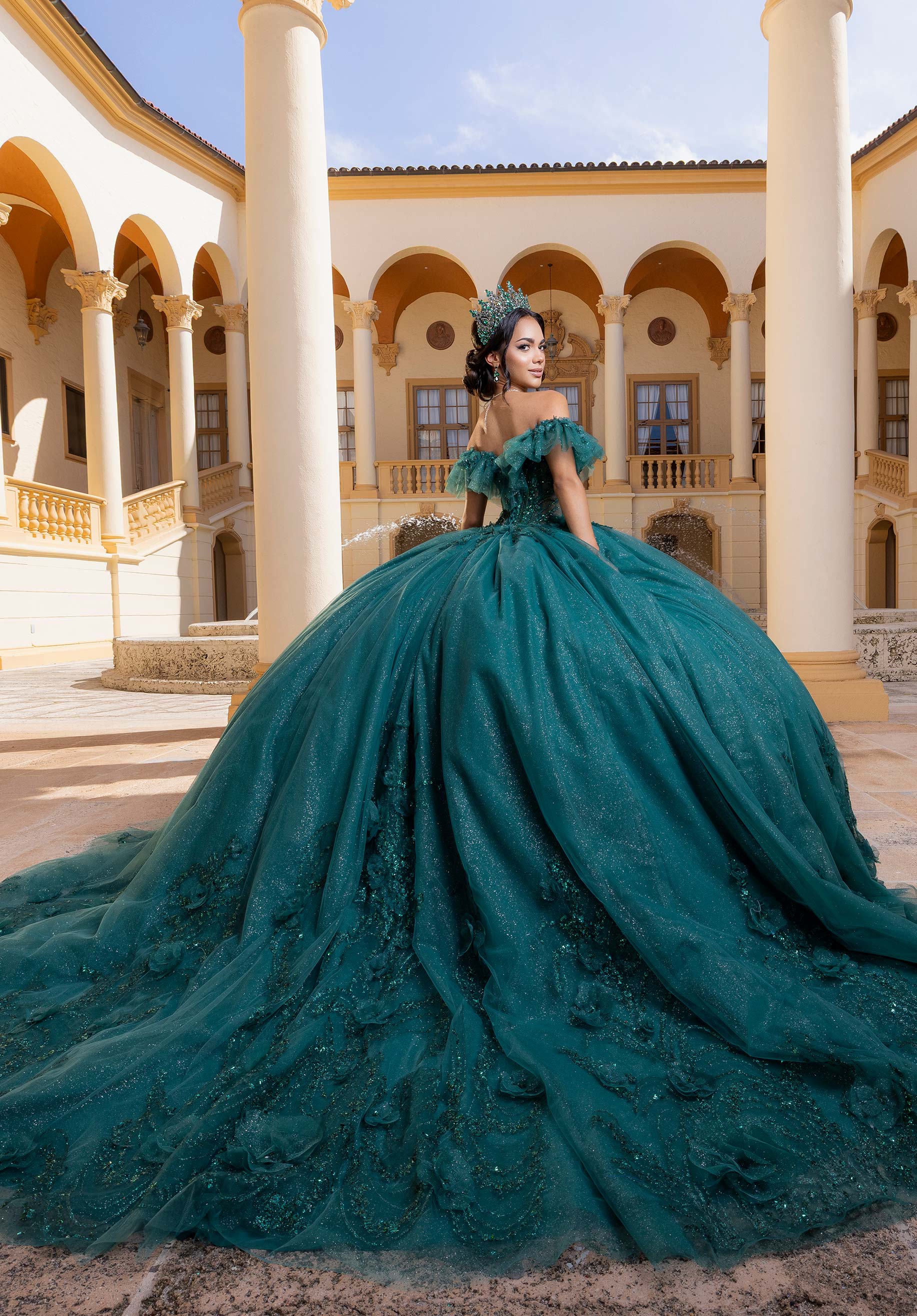 Off-the-Shoulder Floor-Length Tulle Formal Ball Gown MGNY Madeline Gardner New York 4080015