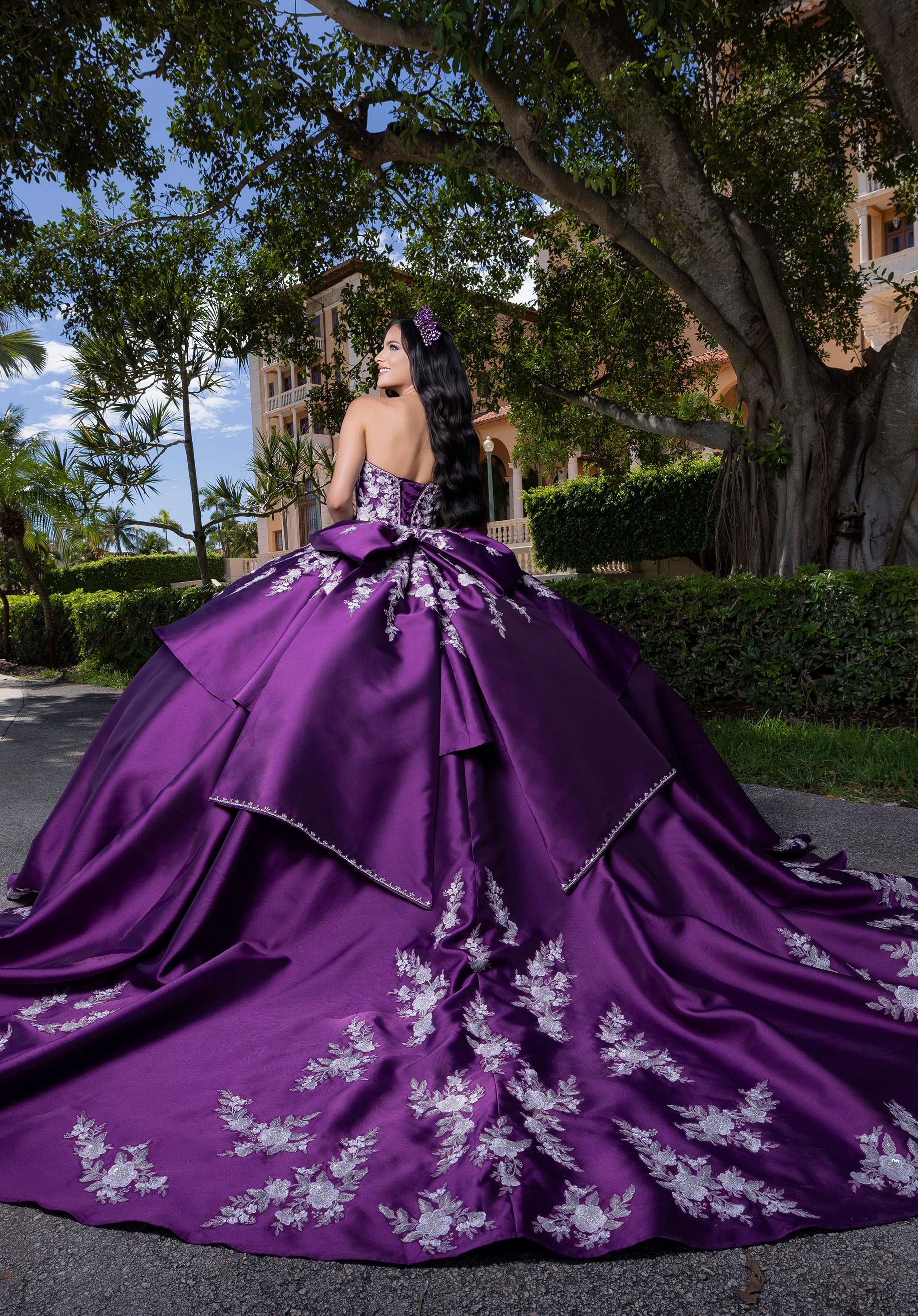 Strapless Curved Neck Floor-Length Tulle Quinceañera Ball Gown MGNY Madeline Gardner New York 4080016