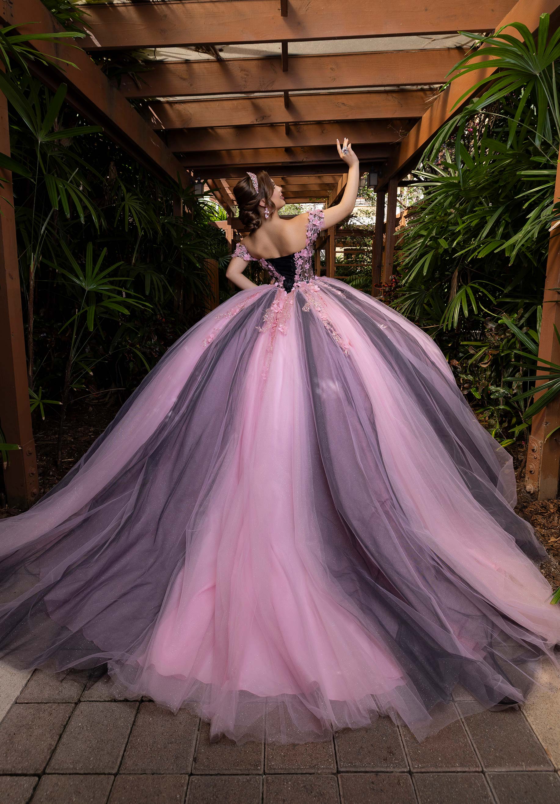 Off-the-Shoulder Floor-Length Tulle Quinceañera Ball Gown MGNY Madeline Gardner New York 4080018
