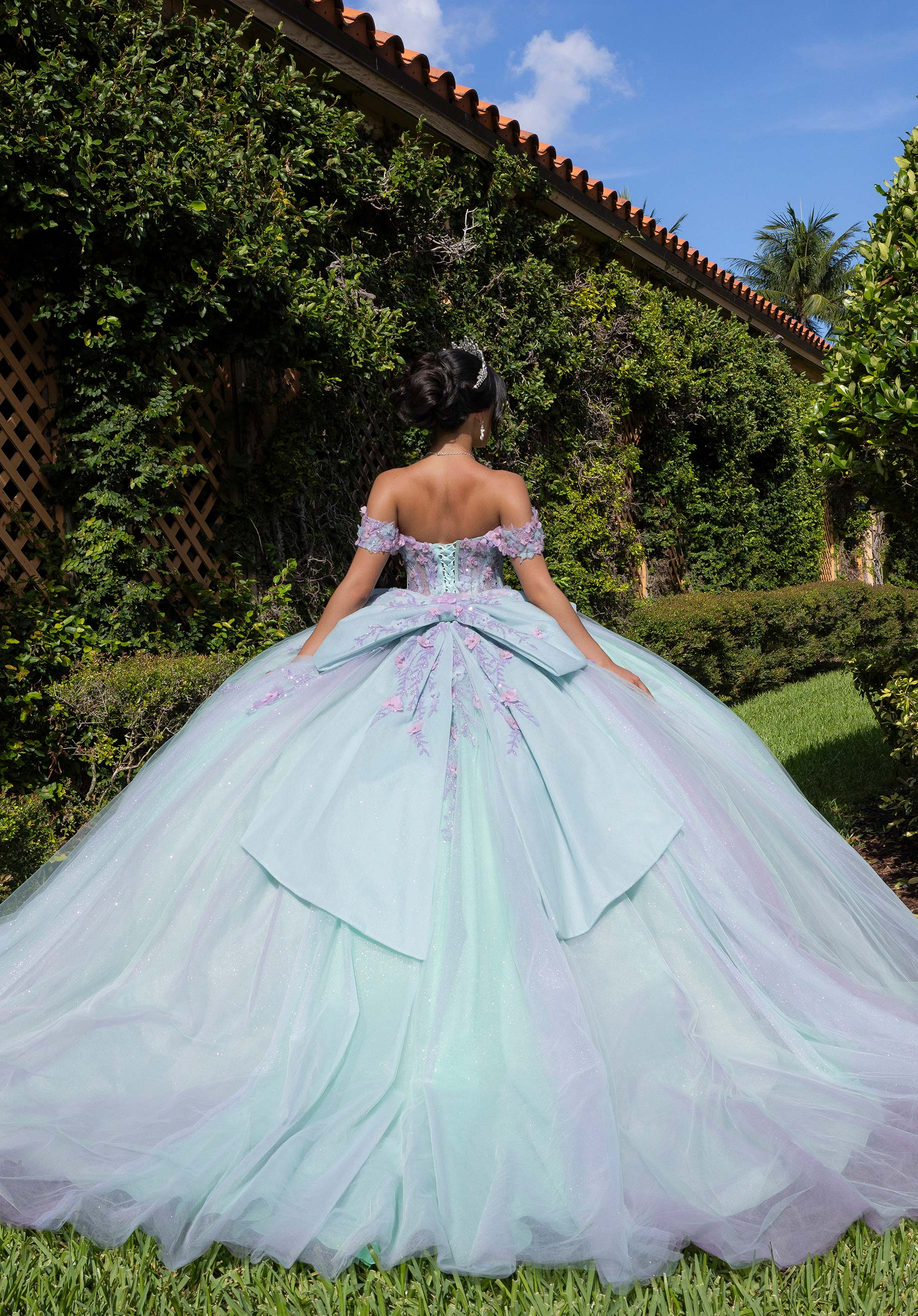 Off-the-Shoulder Floor-Length Tulle Quinceañera Ball Gown MGNY Madeline Gardner New York 4080018