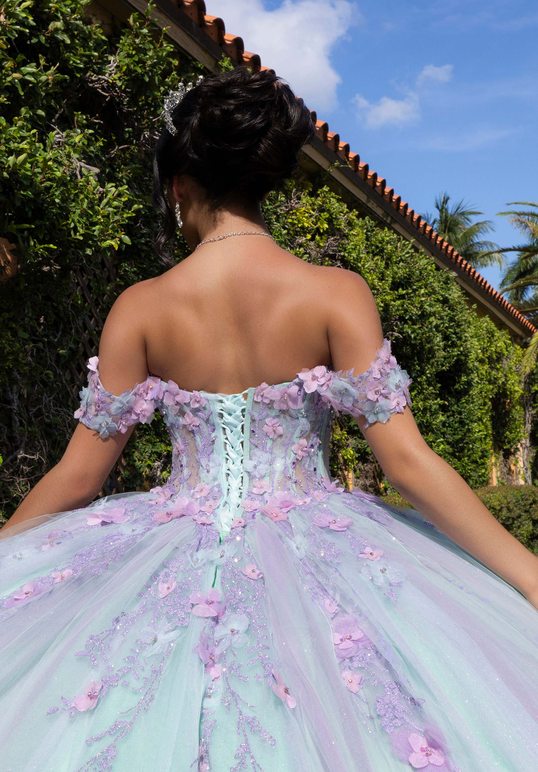 Off-the-Shoulder Floor-Length Tulle Quinceañera Ball Gown MGNY Madeline Gardner New York 4080018