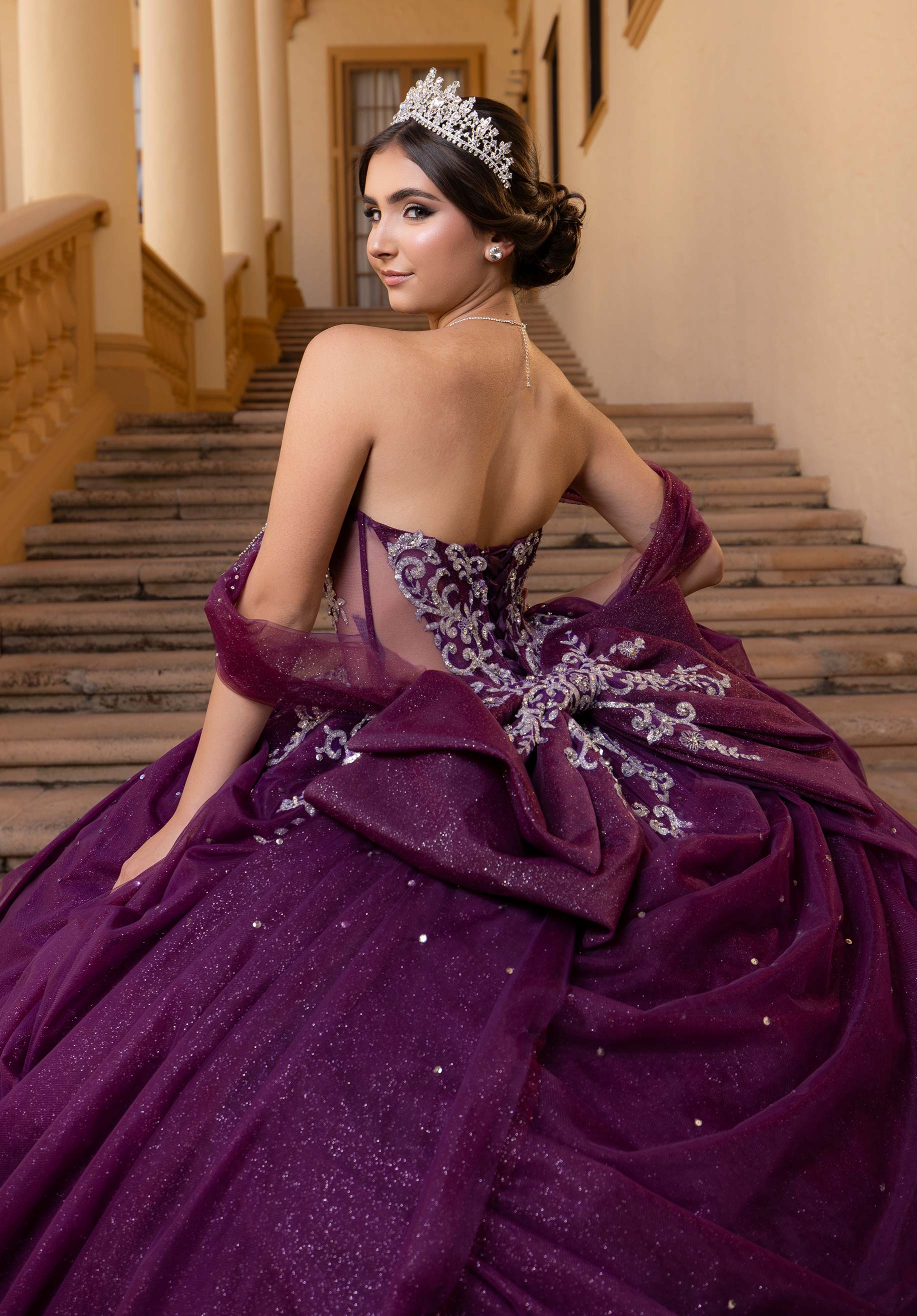Off-the-Shoulder Floor-Length Tulle Quinceañera Ball Gown MGNY Madeline Gardner New York 4080019