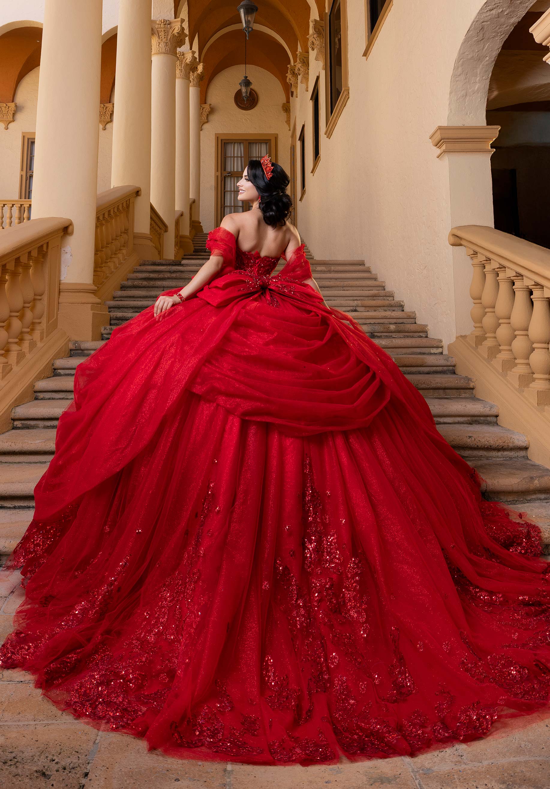 Off-the-Shoulder Floor-Length Tulle Quinceañera Ball Gown MGNY Madeline Gardner New York 4080019