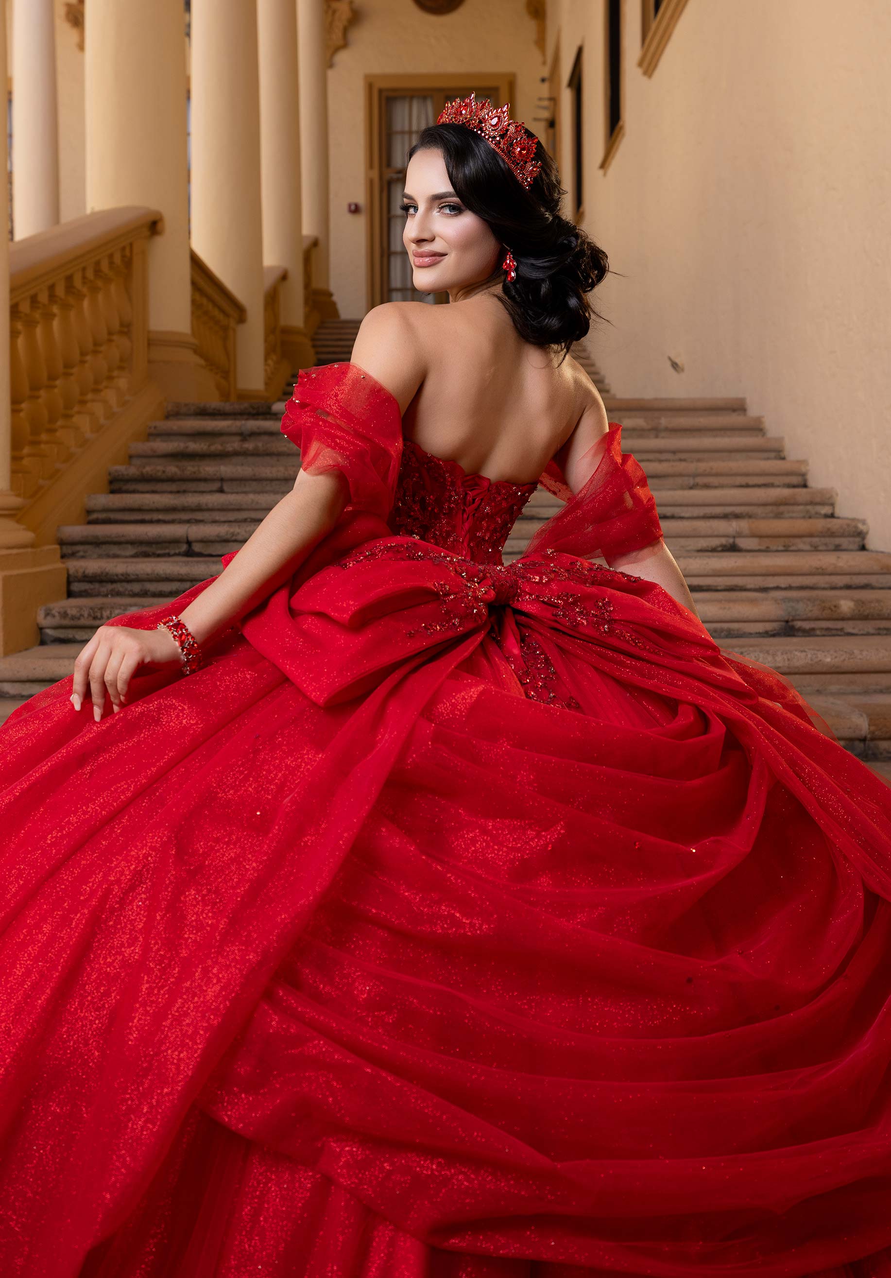 Off-the-Shoulder Floor-Length Tulle Quinceañera Ball Gown MGNY Madeline Gardner New York 4080019