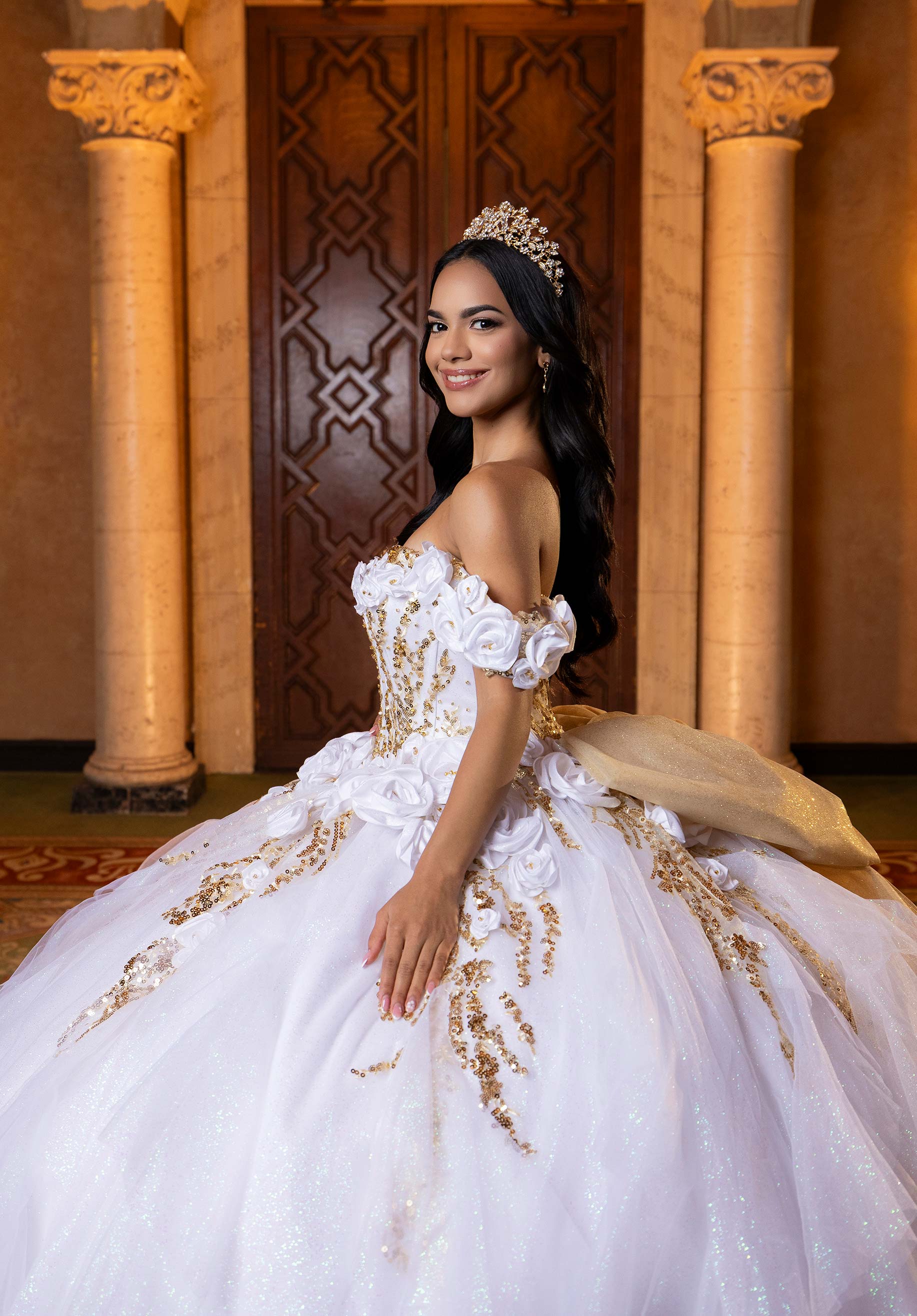 Off-the-Shoulder Floor-Length Tulle Quinceañera Ball Gown MGNY Madeline Gardner New York 4080020