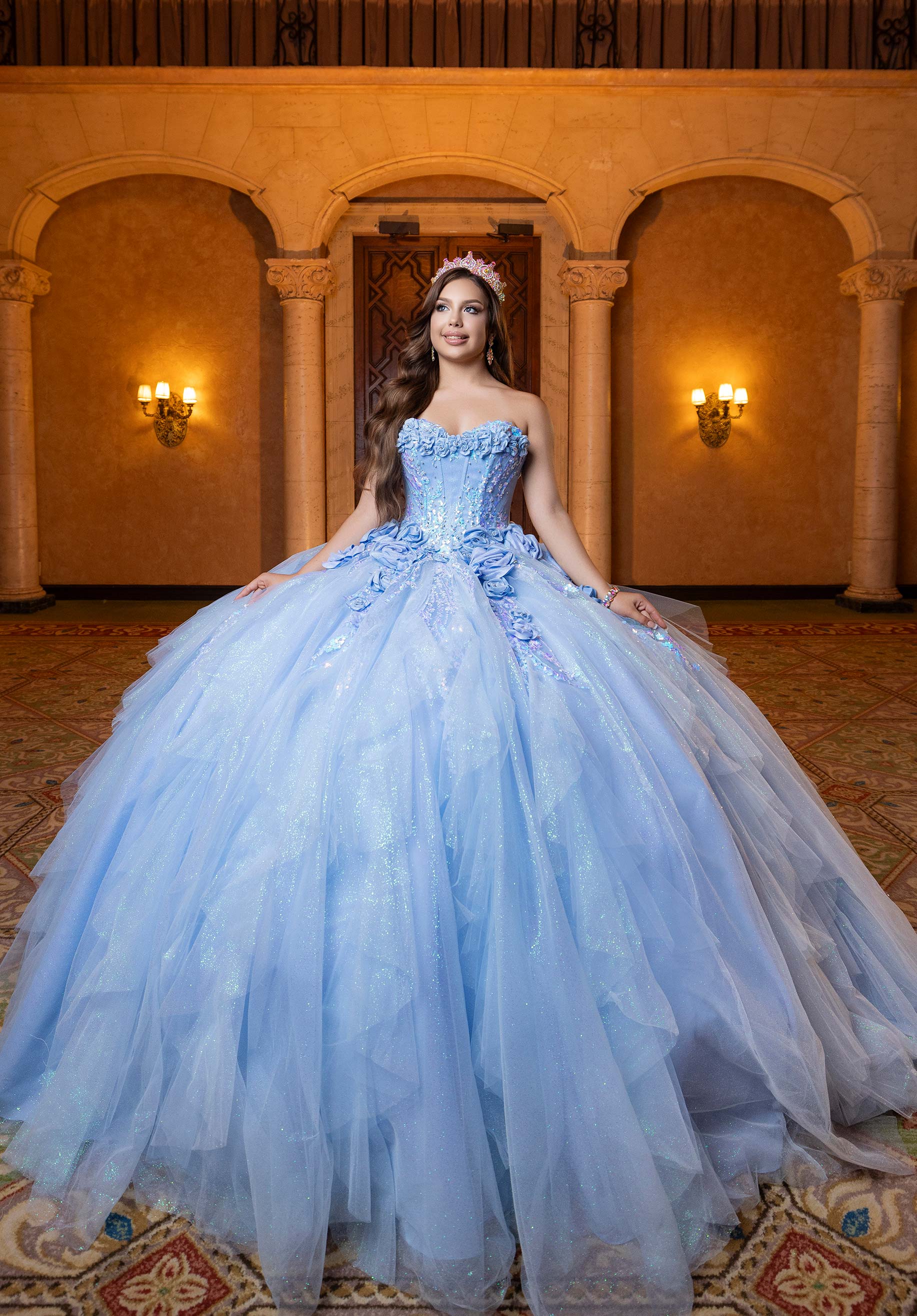 Off-the-Shoulder Floor-Length Tulle Quinceañera Ball Gown MGNY Madeline Gardner New York 4080020