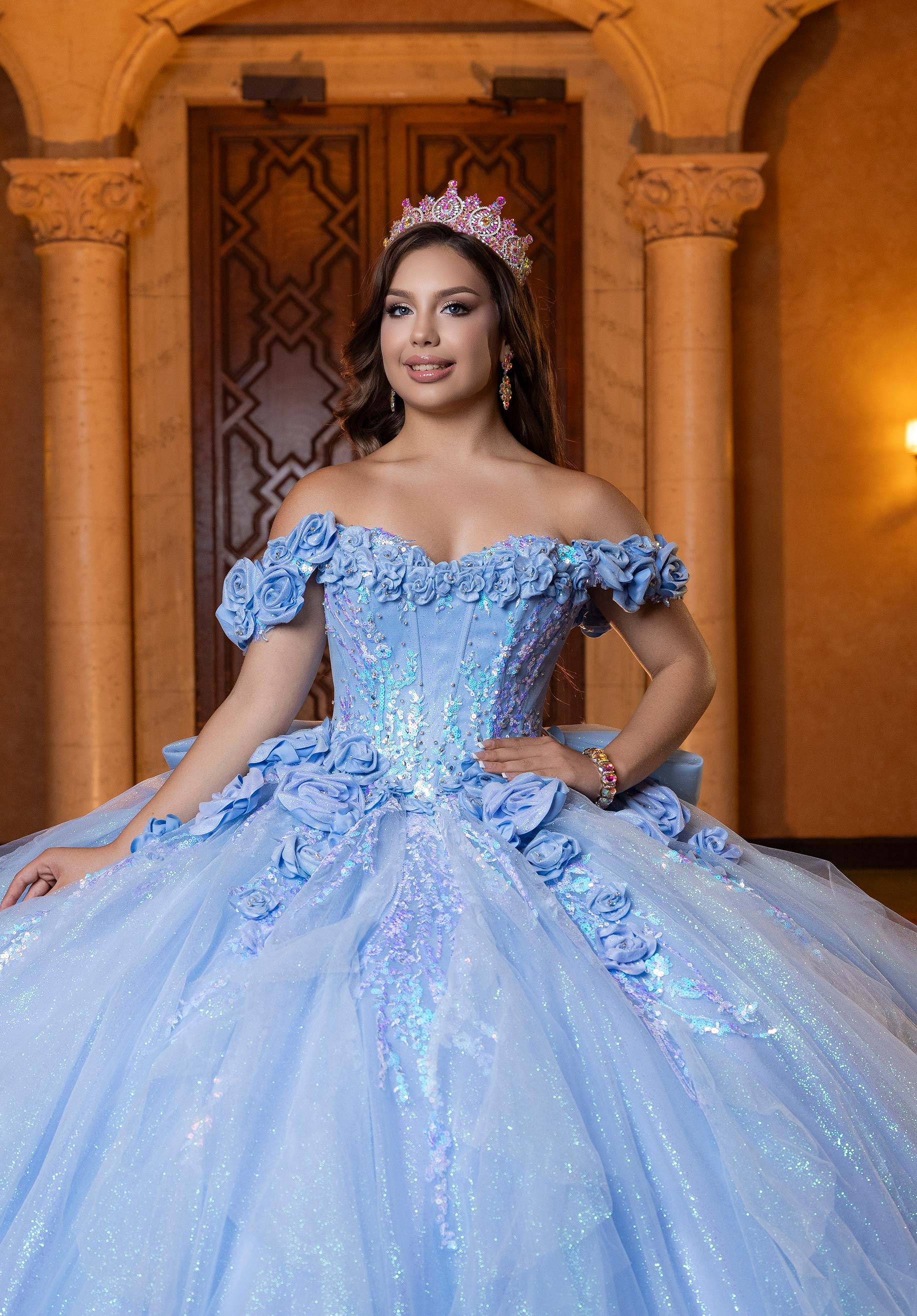 Off-the-Shoulder Floor-Length Tulle Quinceañera Ball Gown MGNY Madeline Gardner New York 4080020