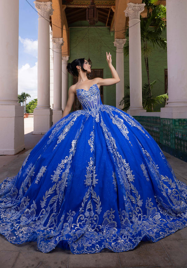 Strapless Curved Neck Floor-Length Tulle Quinceañera Ball Gown MGNY Madeline Gardner New York 4080021