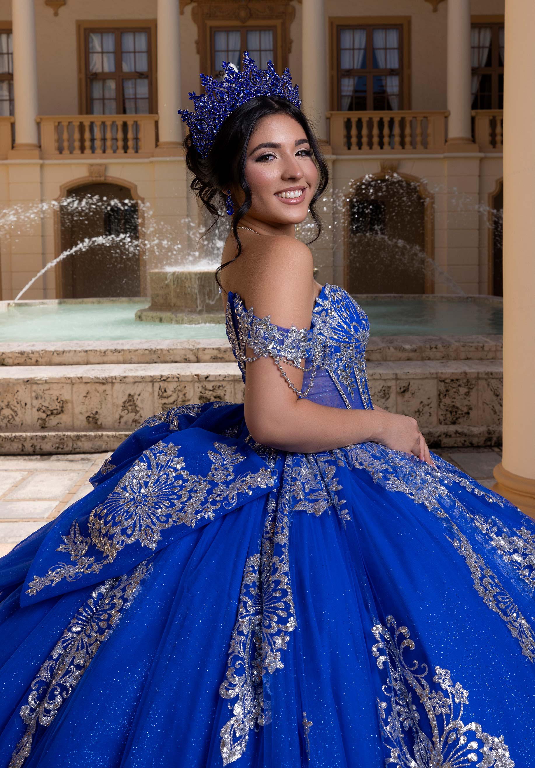 Strapless Curved Neck Floor-Length Tulle Quinceañera Ball Gown MGNY Madeline Gardner New York 4080021