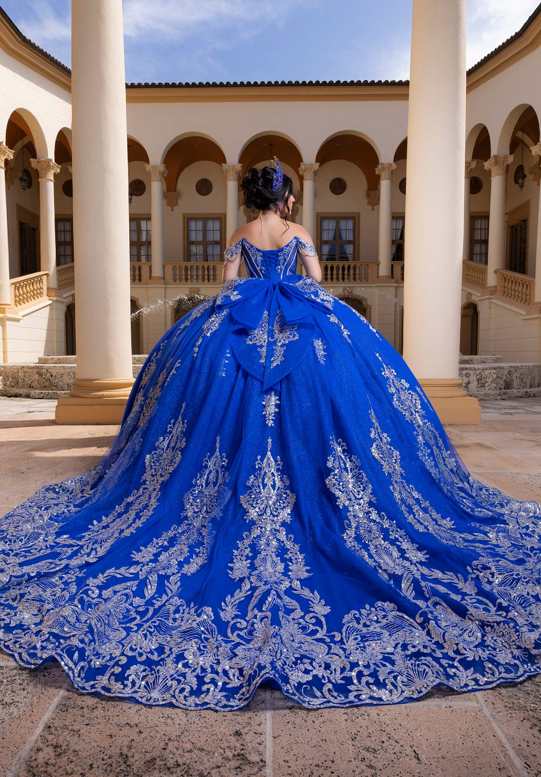 Strapless Curved Neck Floor-Length Tulle Quinceañera Ball Gown MGNY Madeline Gardner New York 4080021