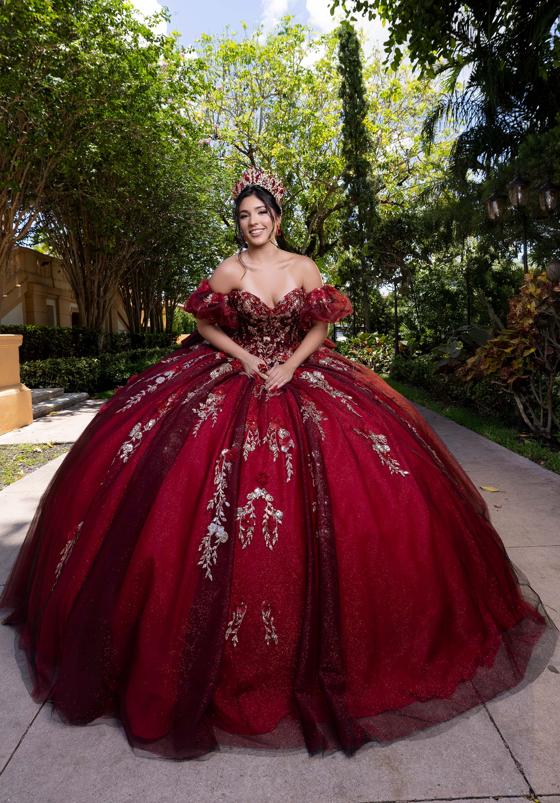 Off-the-Shoulder Floor-Length Tulle Quinceañera Ball Gown MGNY Madeline Gardner New York 4080022