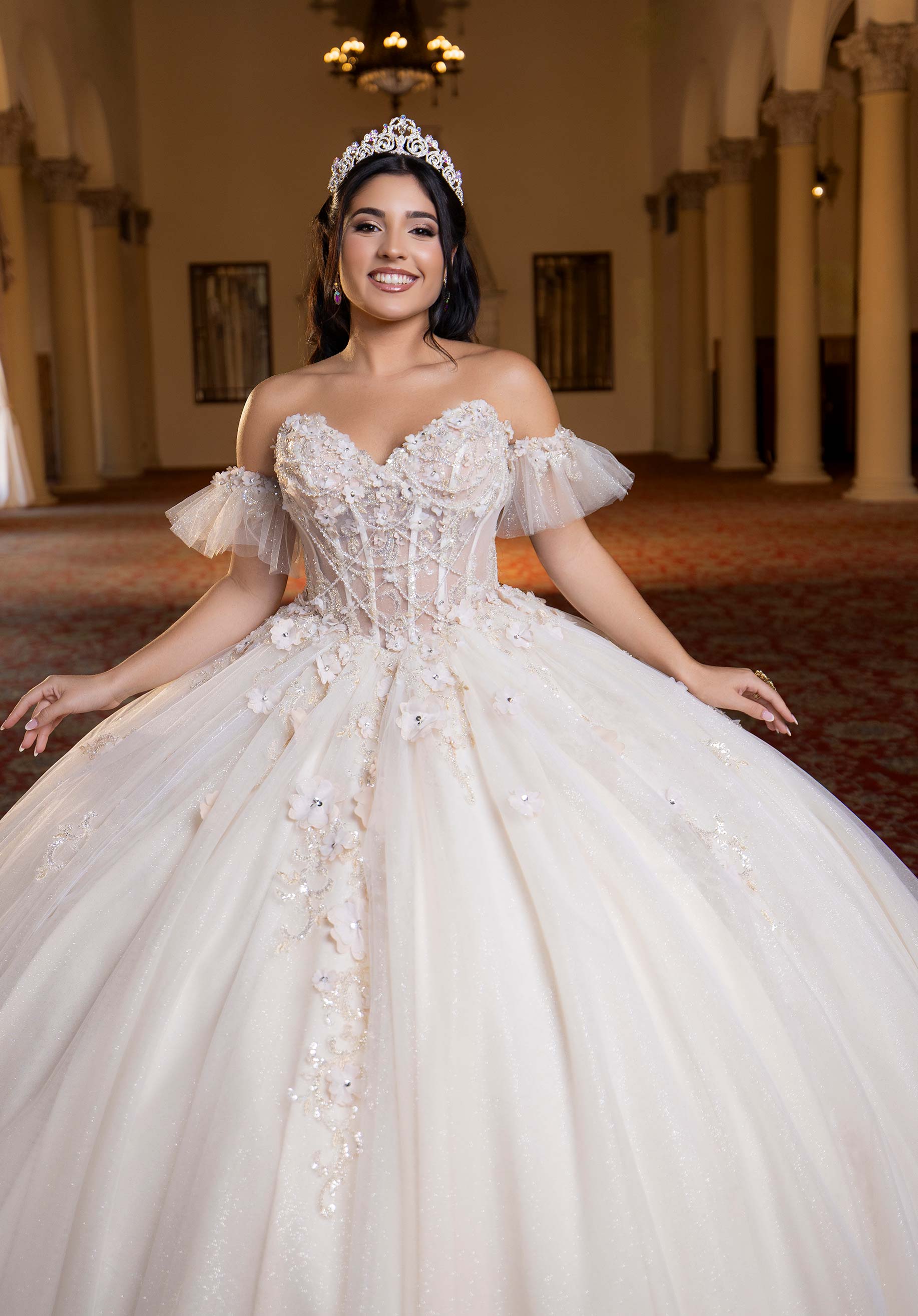 Sweetheart Floor-Length Tulle Quinceañera Ball Gown MGNY Madeline Gardner New York 4080023